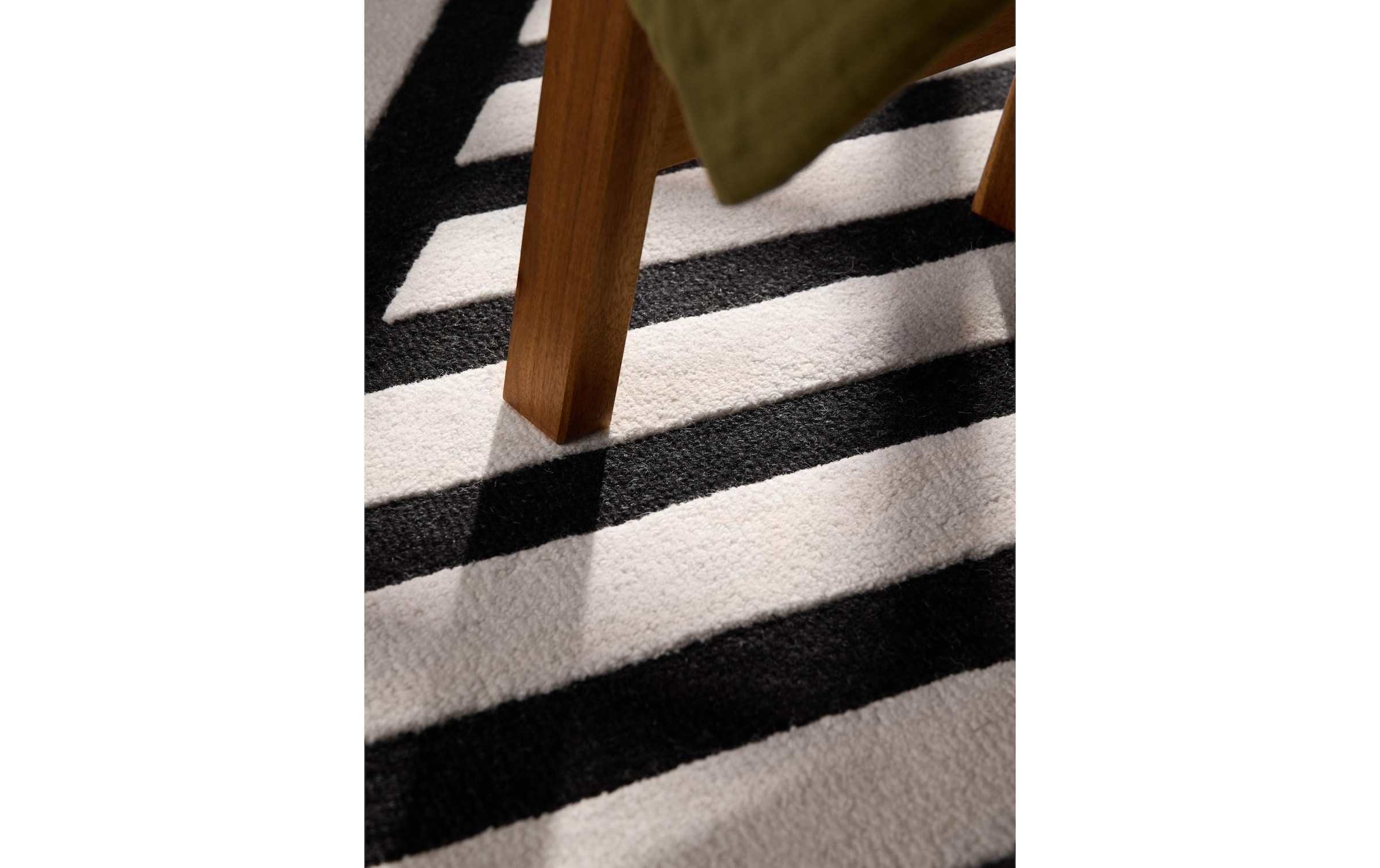 ELLE DECORATION Tapis »Noir« Rectangulaire 12 mm Höhe Wolle, Natur, Wohnzimmer, schwarz weiss, Modern, Geometrisch, Streifen