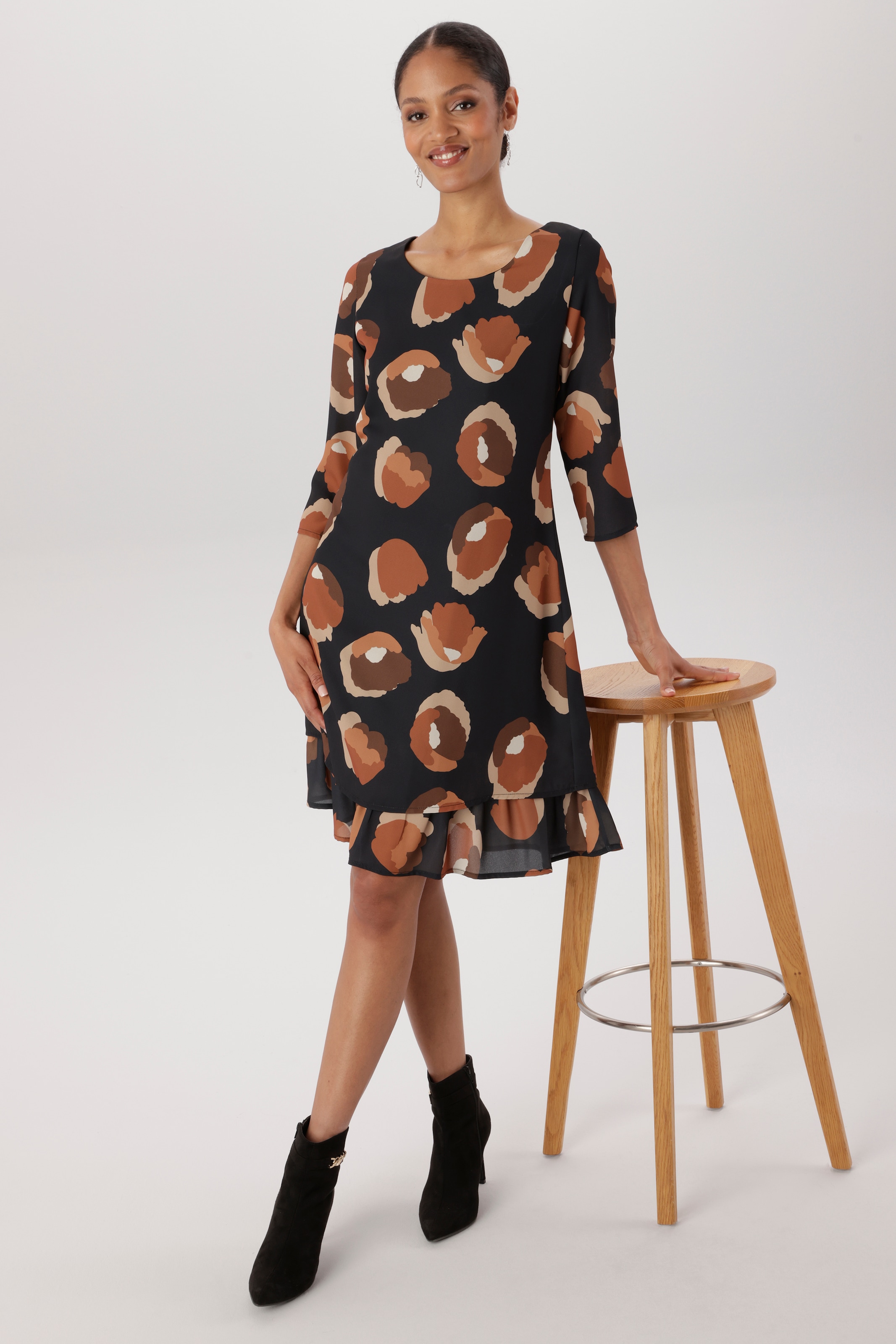 Aniston SELECTED Robe en mousseline de soie en chiffon délicat superposé et doublé - NOUVELLE COLLECTION