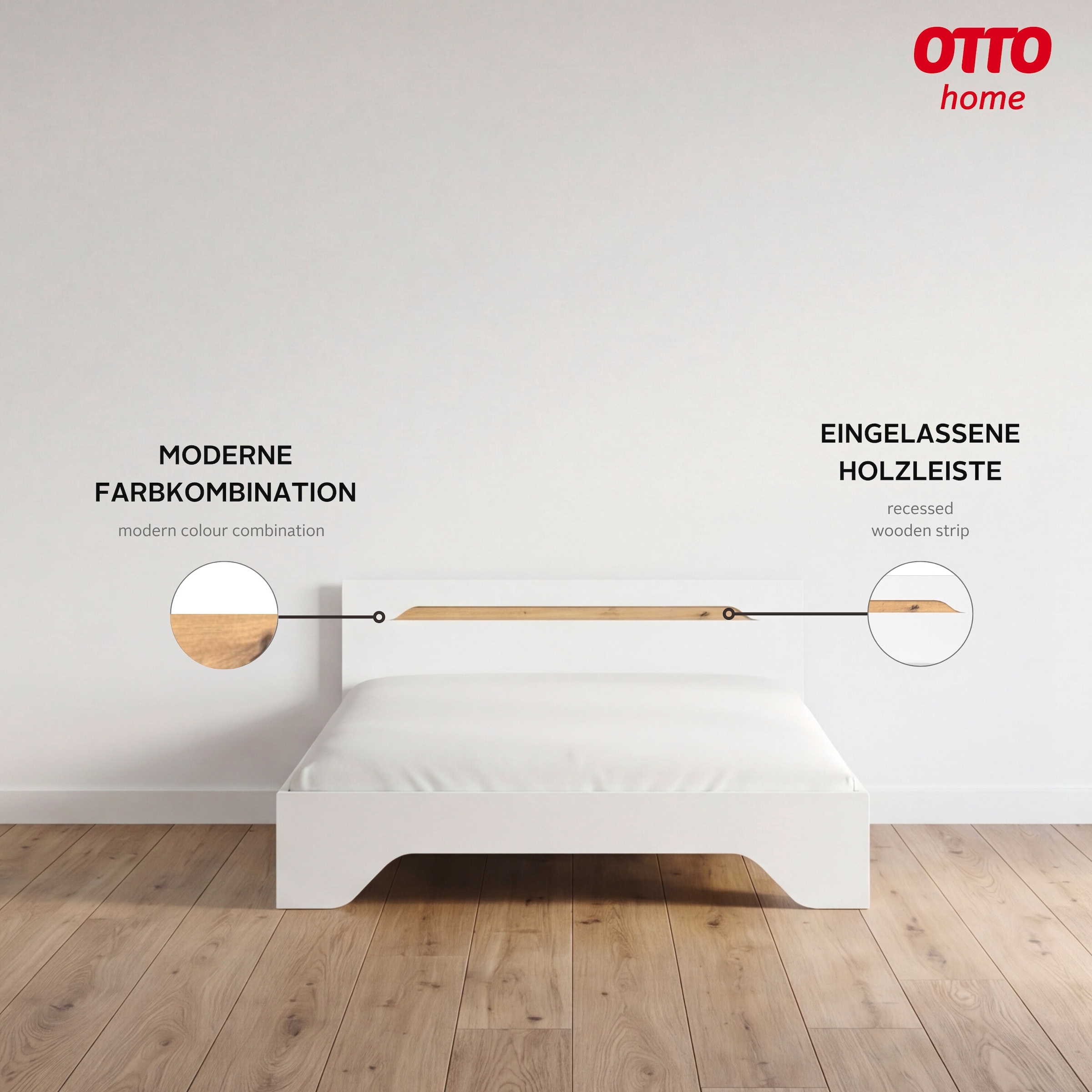 GOODproduct Lit »Doppelbett Holzbett Futonbett AGORDO« Surface de couchage : 180x200 cm,  avec élégante tête de lit en chêne Artisan MADE IN GERMANY