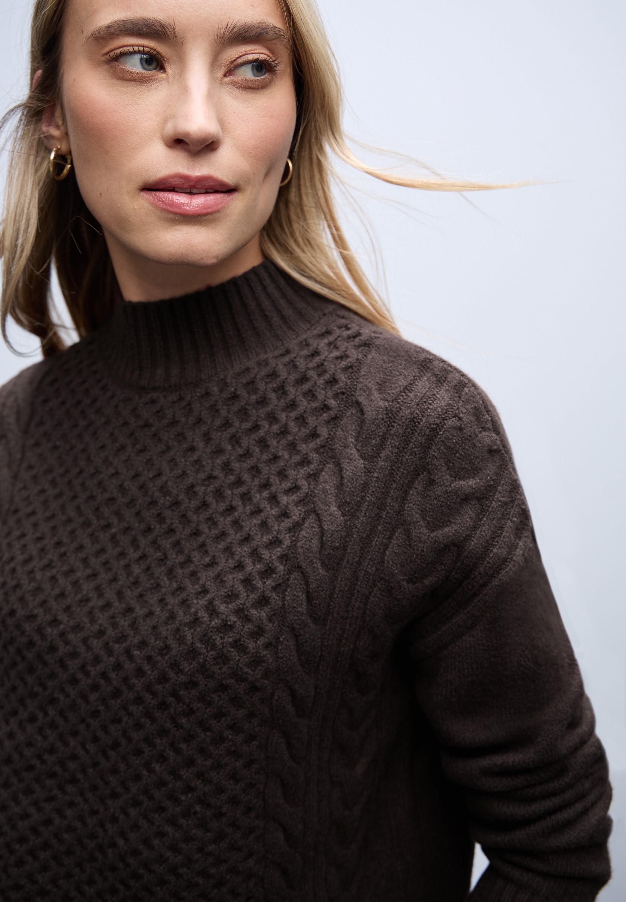 STREET ONE Stehkragenpullover mit Strickmuster