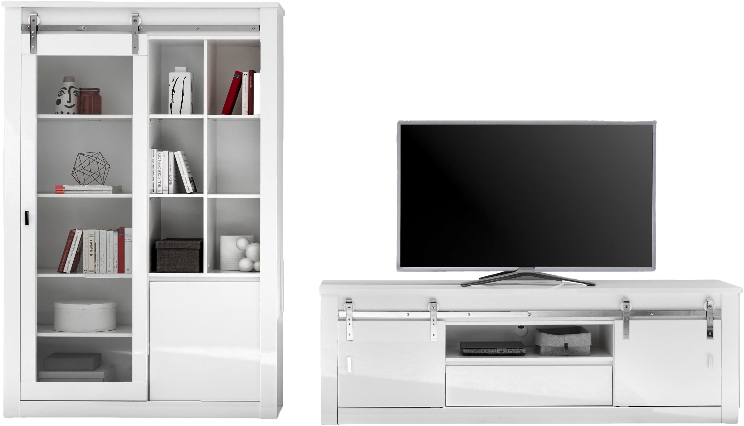 Home affaire Meuble mural »Daytona, moderne Anbauwand, Wohnzimmer-Set in Weiss Hochglanz« Set, 2 cuis tlg.