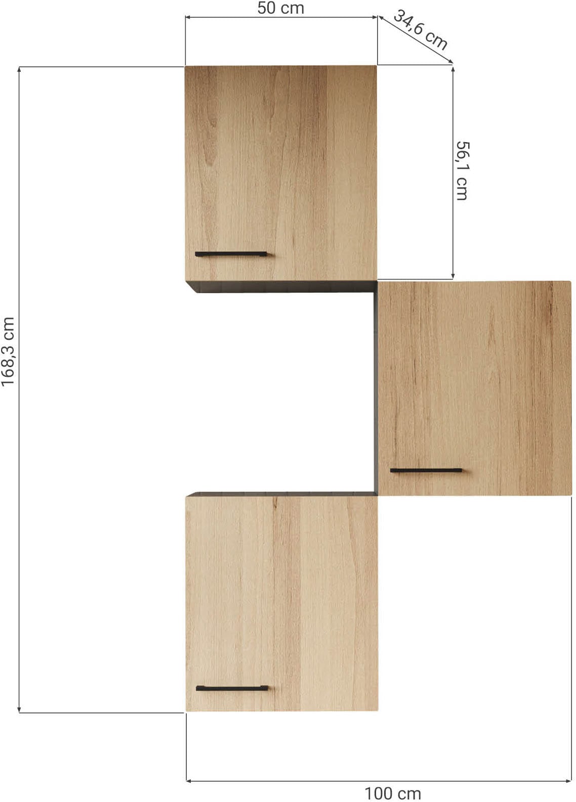 RESPEKTA Armoire suspendue »Oliver« zerlegt, mit Soft Close Funktion, 3x 50 cm Oberschränke