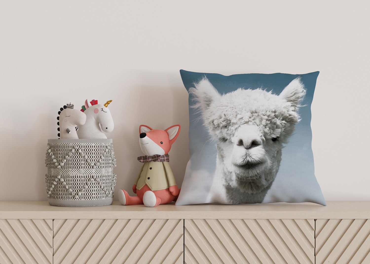 queence Dekokissen »Alpaka« Kissenhülle mit HD Premium Druck, geruchsneutral, 40x40cm