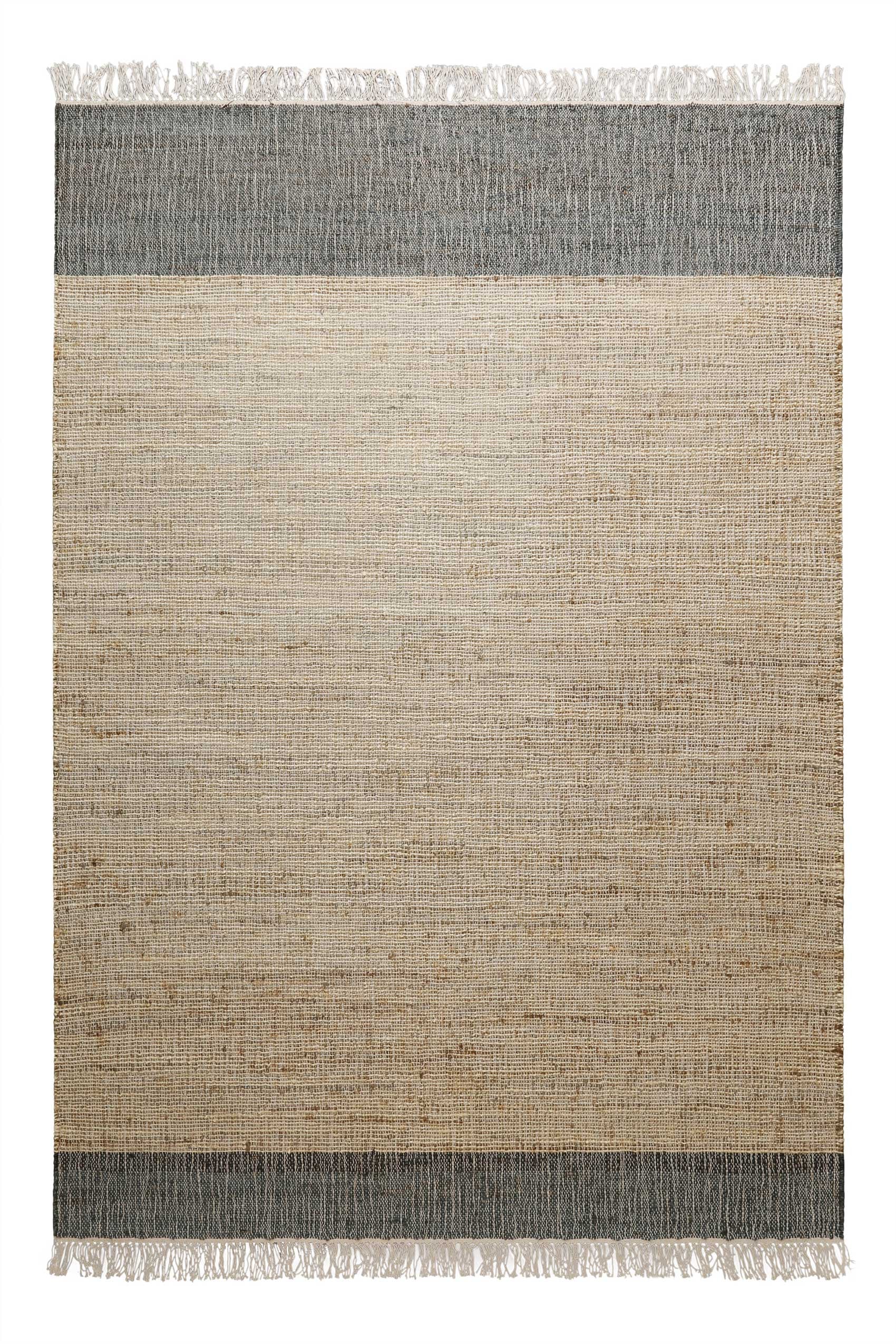 Green Looop Tapis »Viktor GL-82303« Rectangulaire 4 mm Höhe Naturfaser Teppich aus 80% Jute 20% Baumwolle, mit Fransen, Wohnzimmer