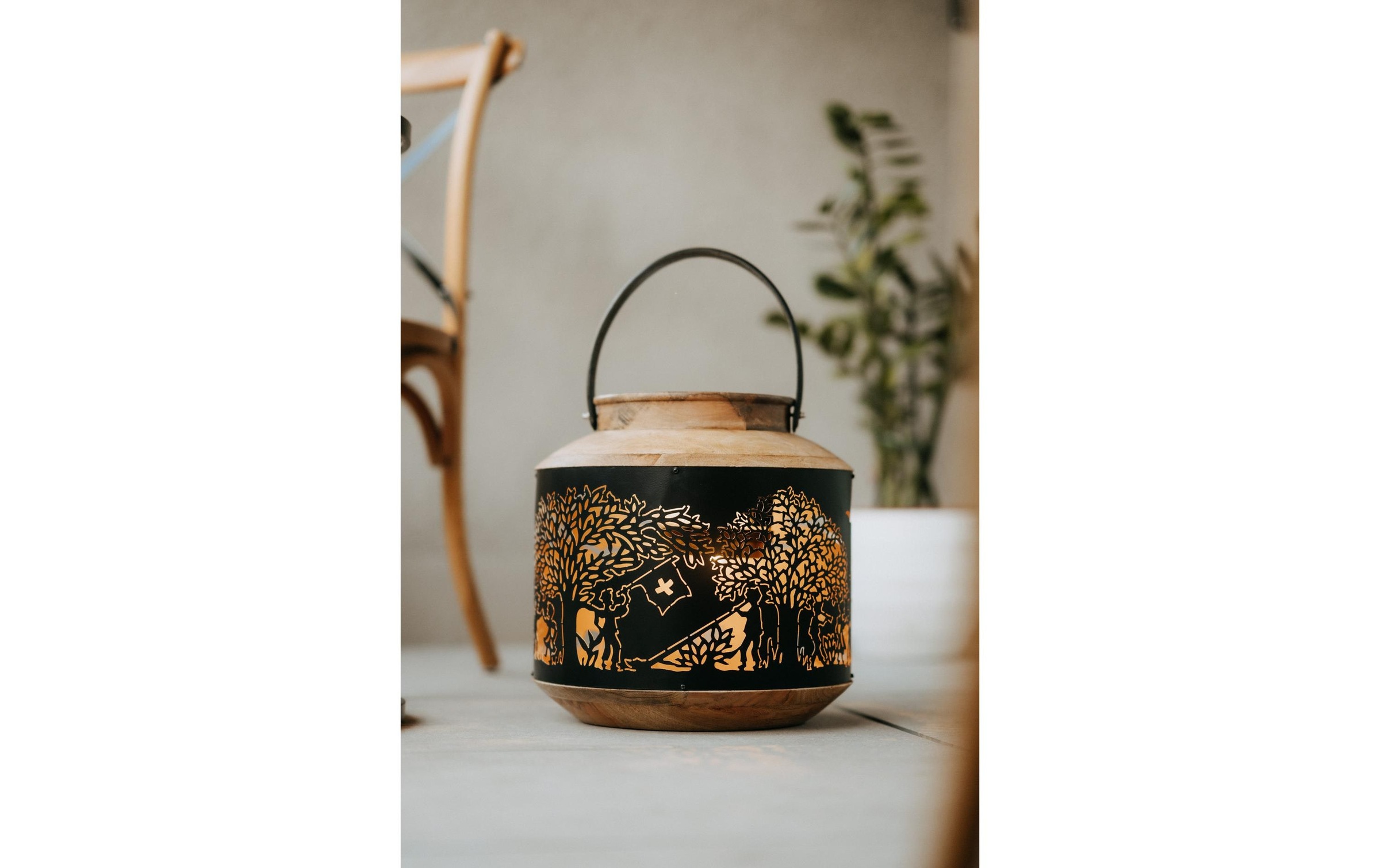 Kadastar Lanterne à bougie »Bergchilbi 37 cm« Laterne Scherenschnitt