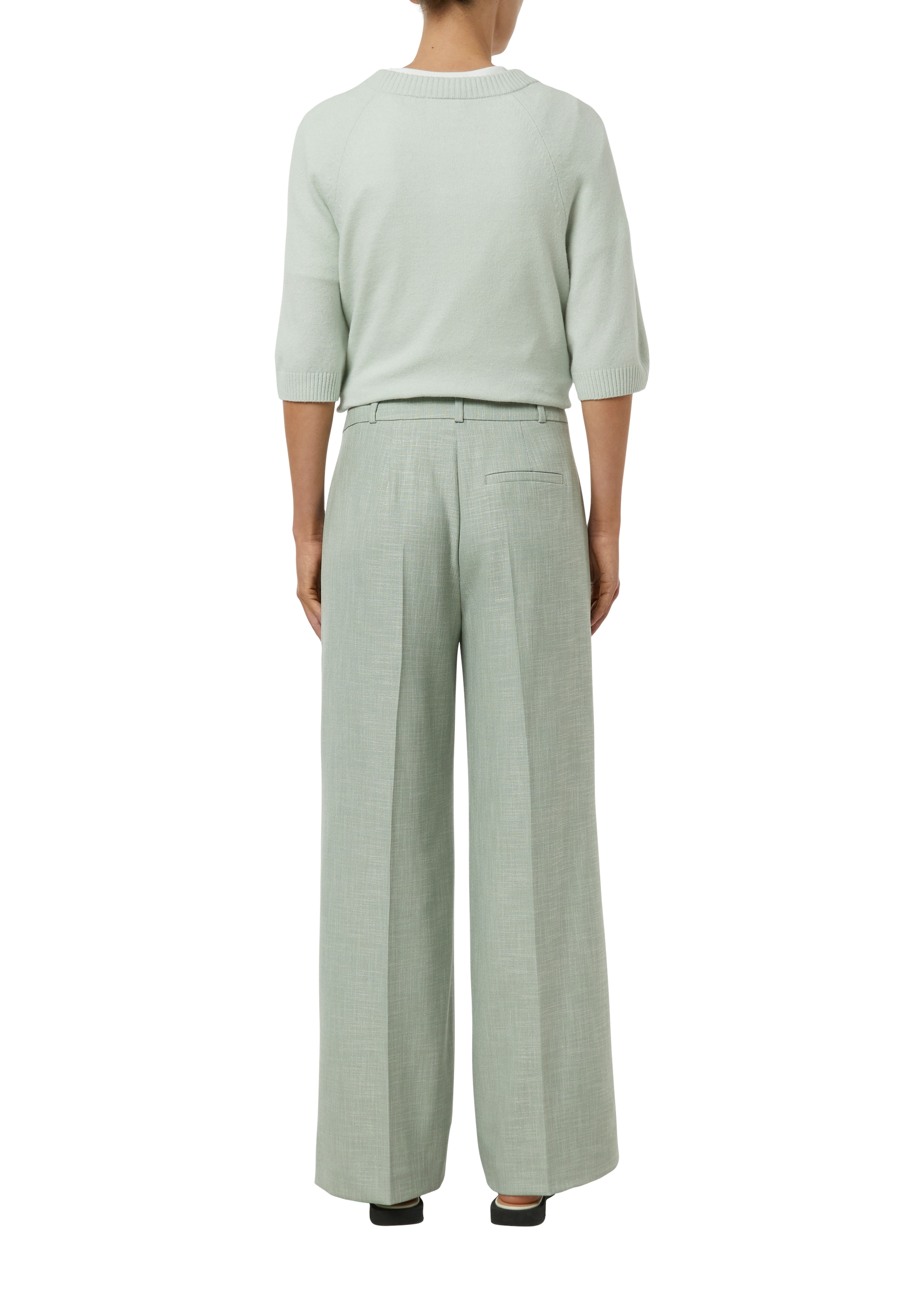 Comma Pantalon en tissu  meliert, mit geradem Bein und Bundfalte