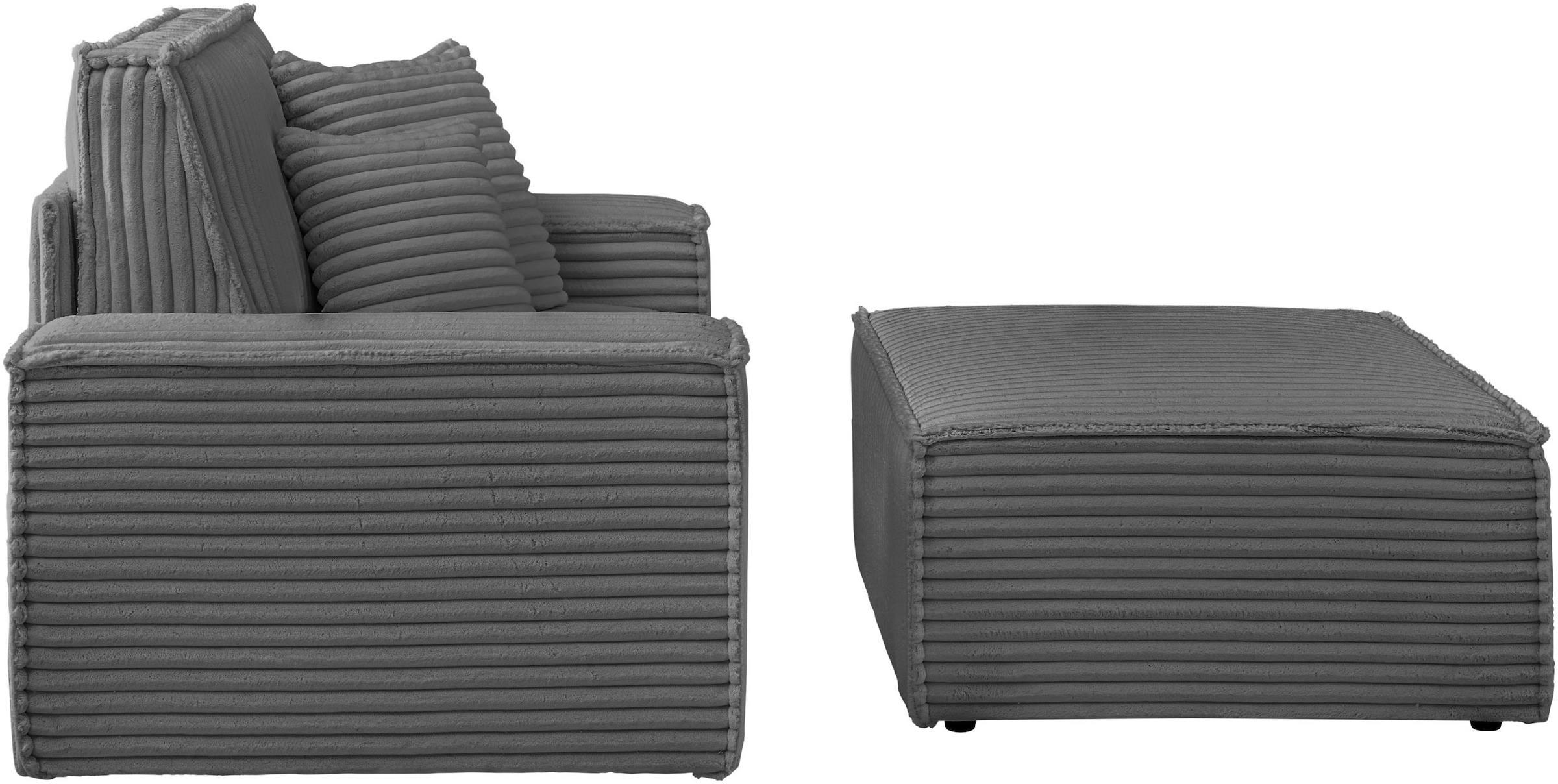 andas Loveseat »FINNLEY, Loveseat & Hocker im Set, trendige Stoffe, inkl. Zierkissen« 2 Stk. tlg. verfügbar in den Stoffqualitäten Bouclé, Struktur fein und Mega Cord