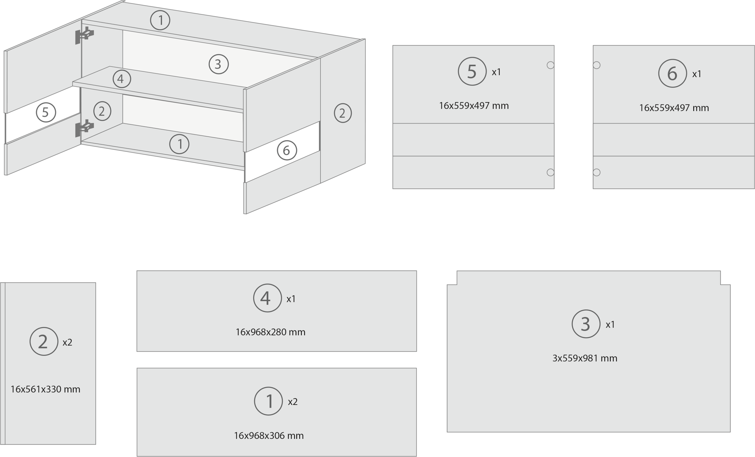 RESPEKTA Armoire suspendue »Merle« Breite 100 cm, mit Soft-Close Funktion, Stangengriffe aus Metall