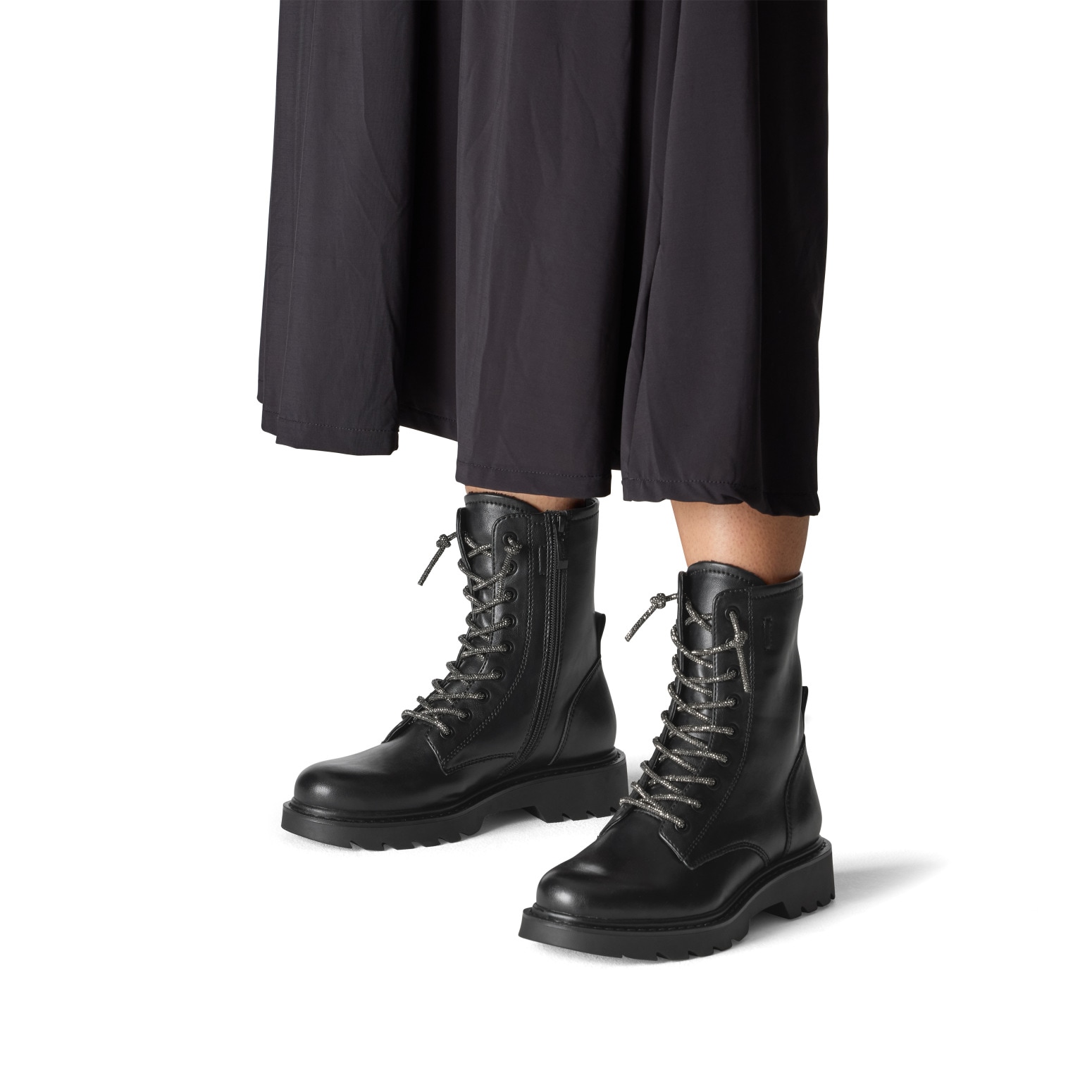Tamaris Schnürstiefelette  Blockabsatz, Schnürboots mit glänzenden, elastischen Schnürsenkeln