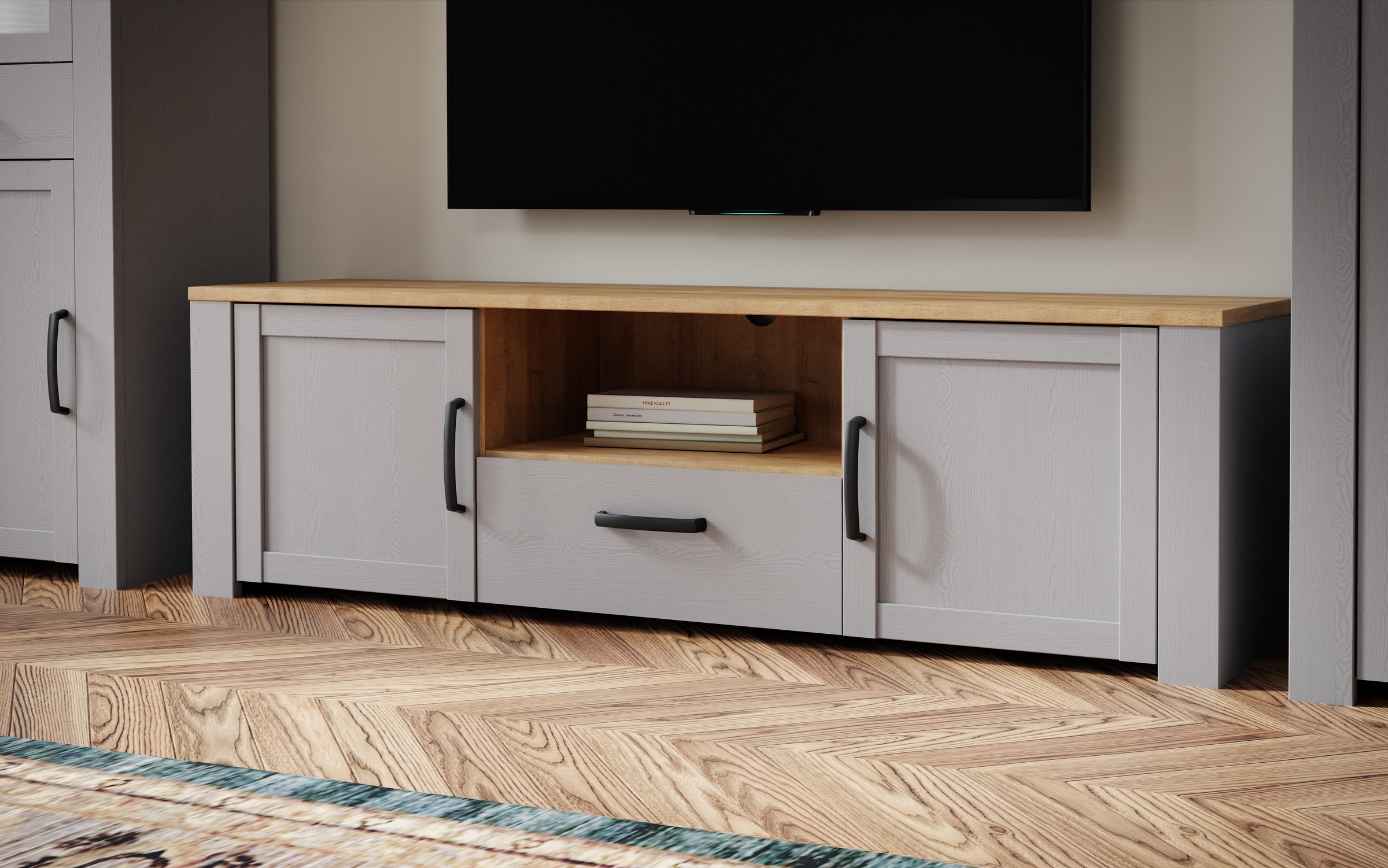 FORTE Tableau TV »Bohol TV-Schrank, Stauraum, 2 farbiges Dekor, landhaus« Largeur 166 cm