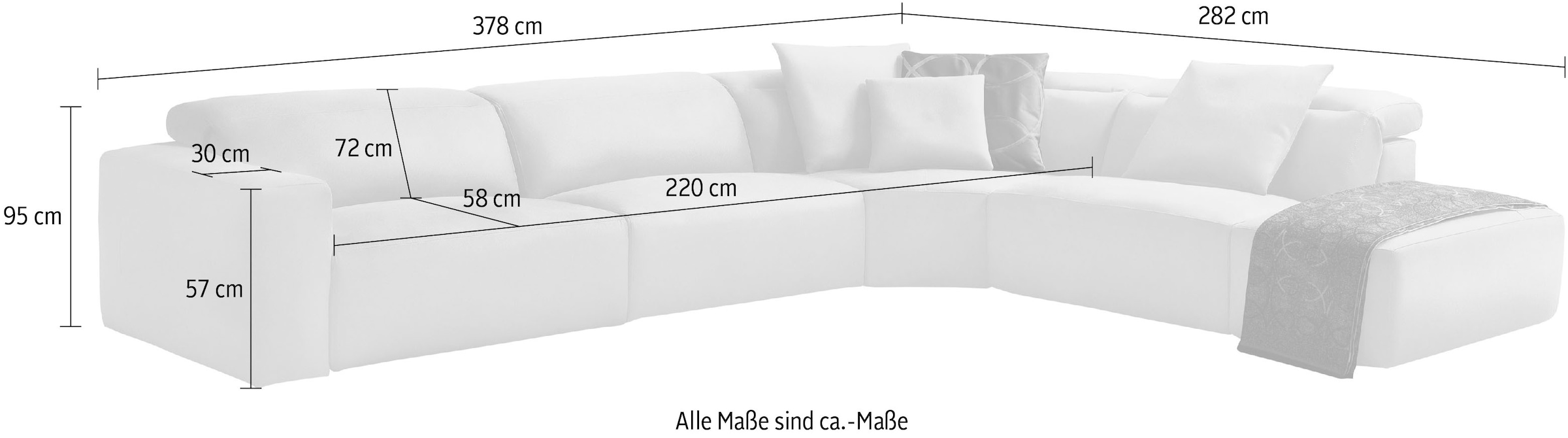 Egoitaliano Canapé d'angle »Beverly, extravangantes Designsofa mit erstklassigem Sitzkomfort« wahlweise mit elektrischer Relaxfunktion, Kopfteilverstellung