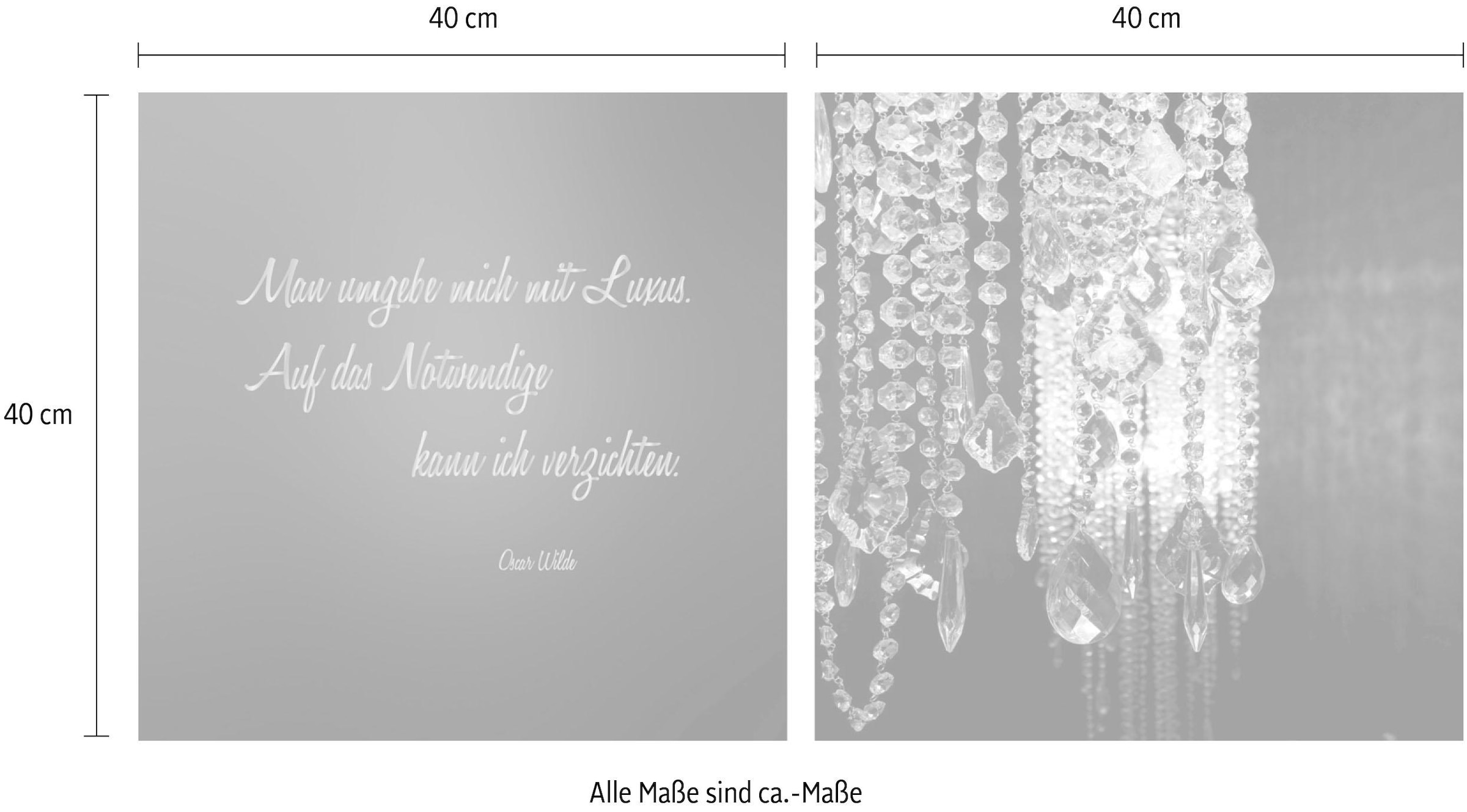 queence Leinwandbild »Luxus - Oscar Wilde« Foto | Kunst | Modern | Romantisch | Schriftzug | Schriftzüge | Spa | Spa Bilder | Sprüche | Sprüche & Texte | Stein Set,  Premium-Leinwandstoff, Handarbeit aus Deutschland, 2er Set