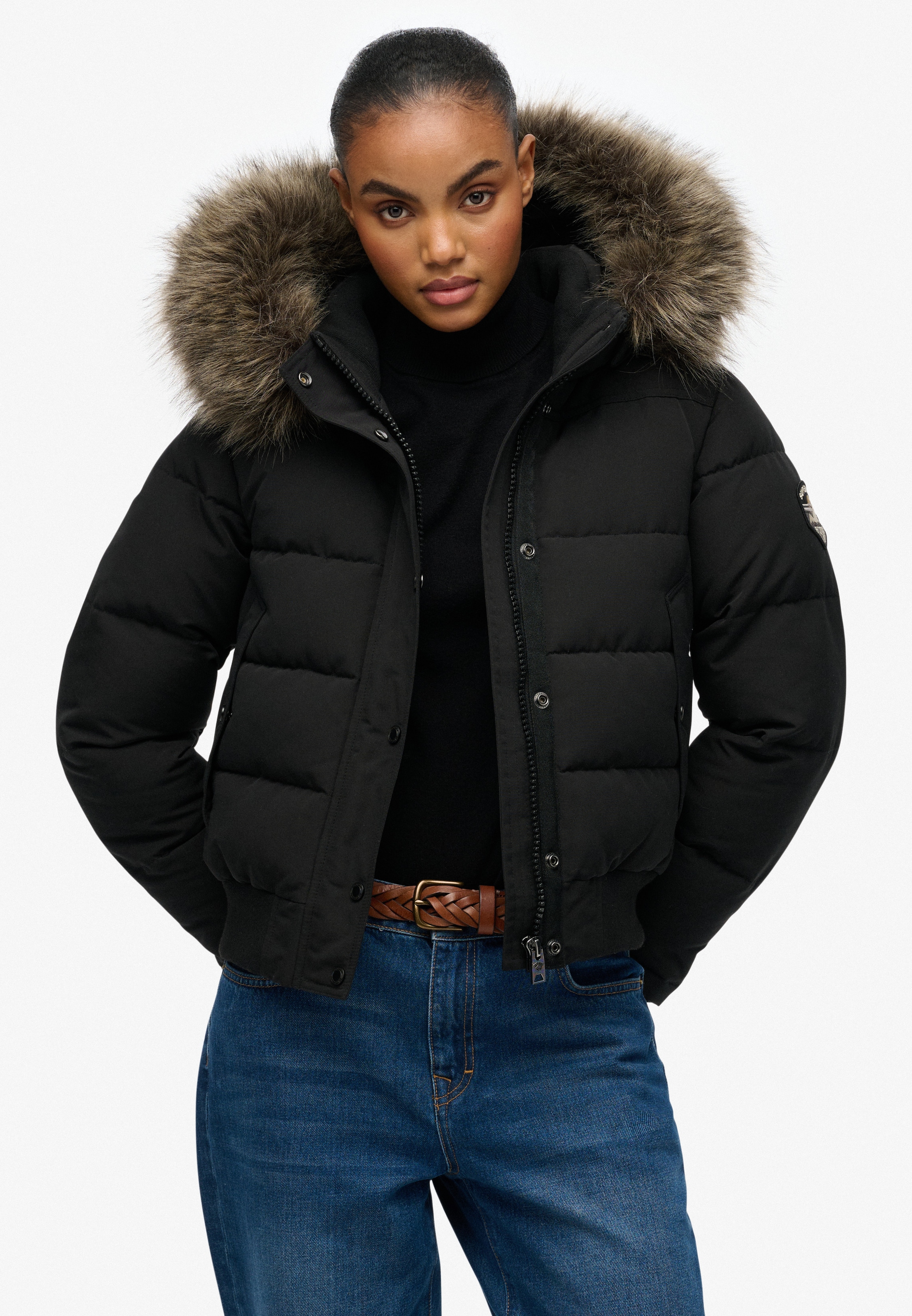 Superdry Steppjacke »EVEREST HOODED BOMBER JKT« mit Kapuze