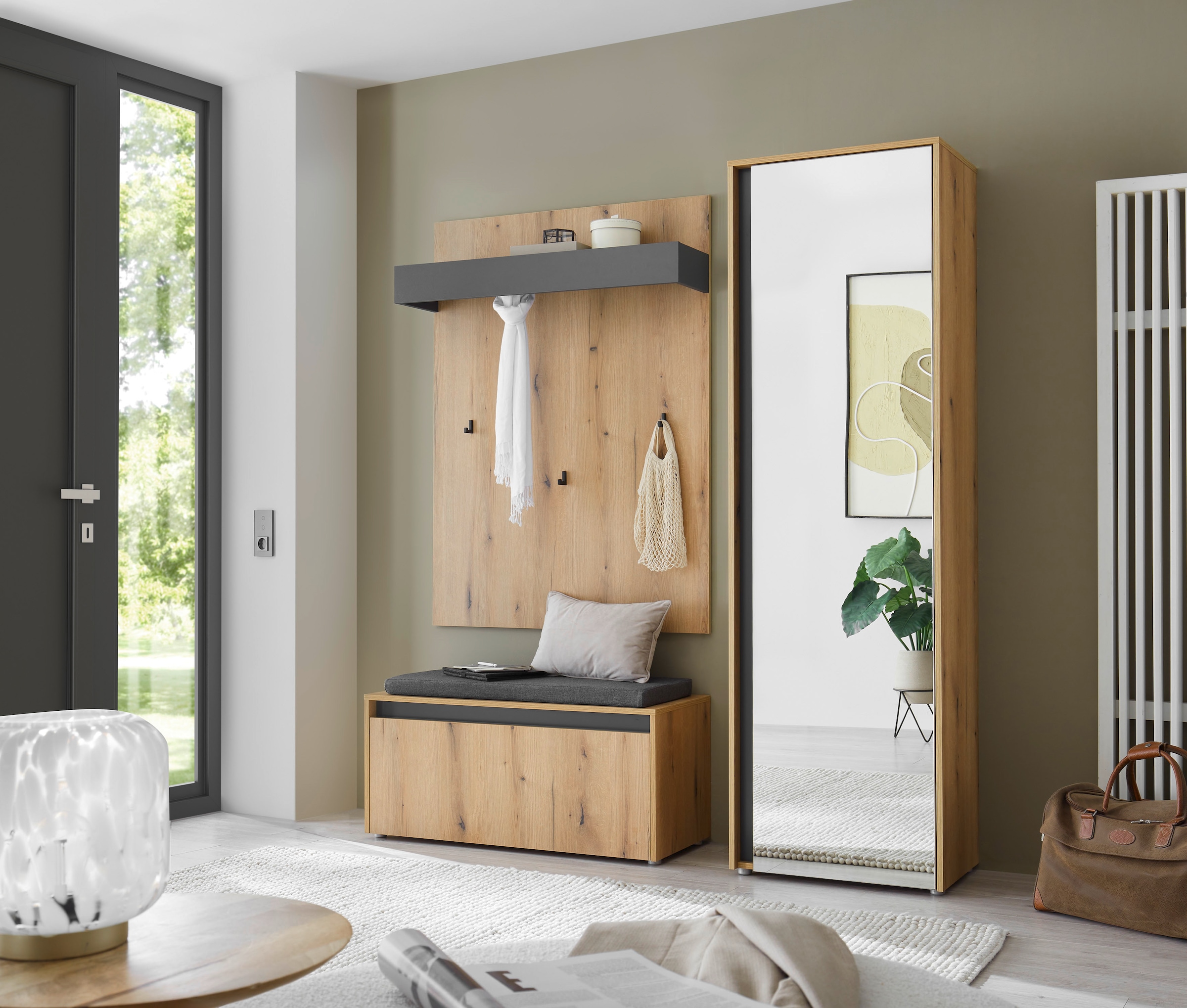 Home affaire Panneau de vestiaire »GiRON/CiTY, Wandregal in vier Farben, Flurgarderobe mit Hutablage« mit Kleiderstange und Haken, 100 cm breit