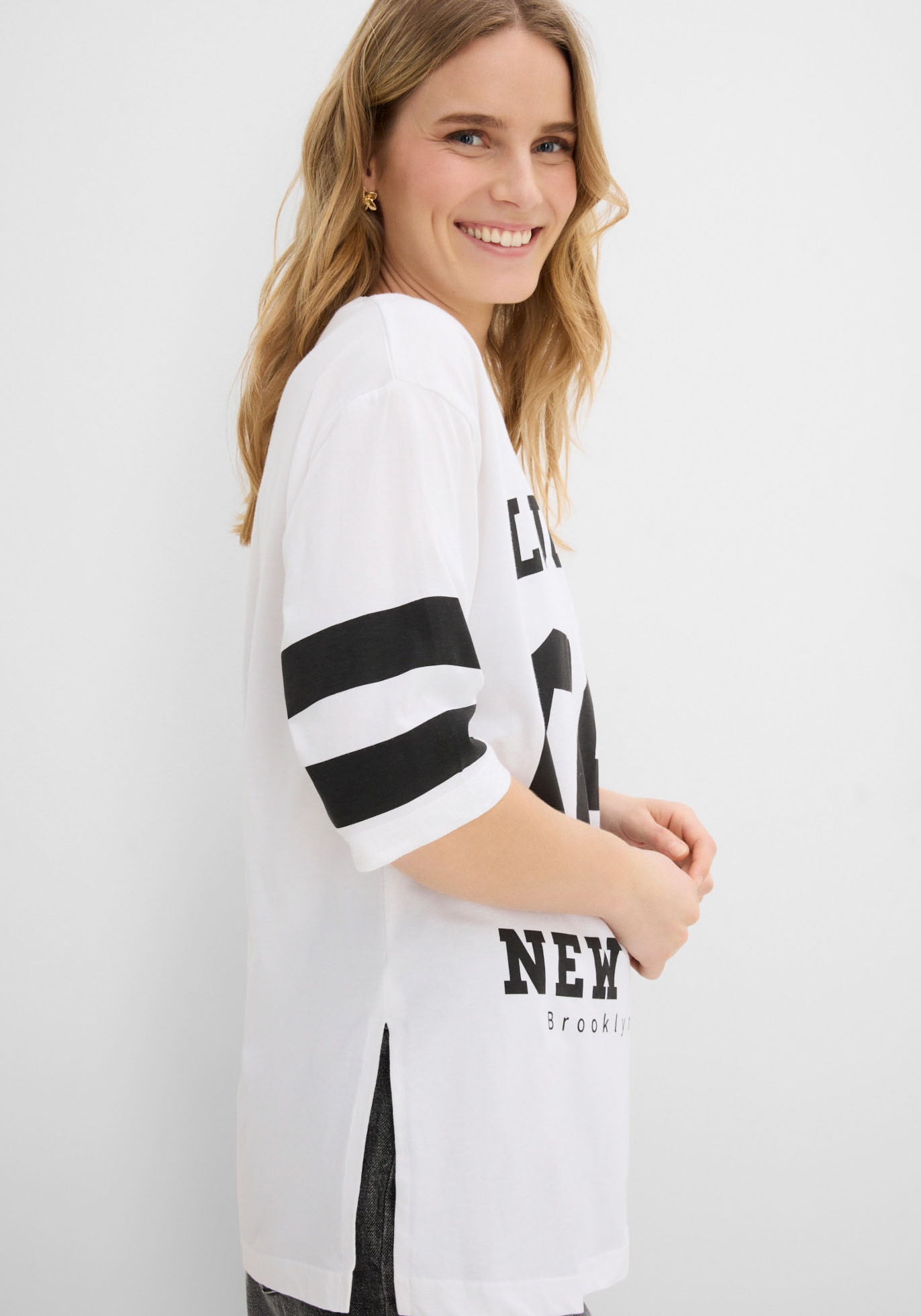 bonprix T-shirt oversize »Oversize-Shirt aus reiner Baumwolle« Coupe oversize, manches mi-longues, en coton pur