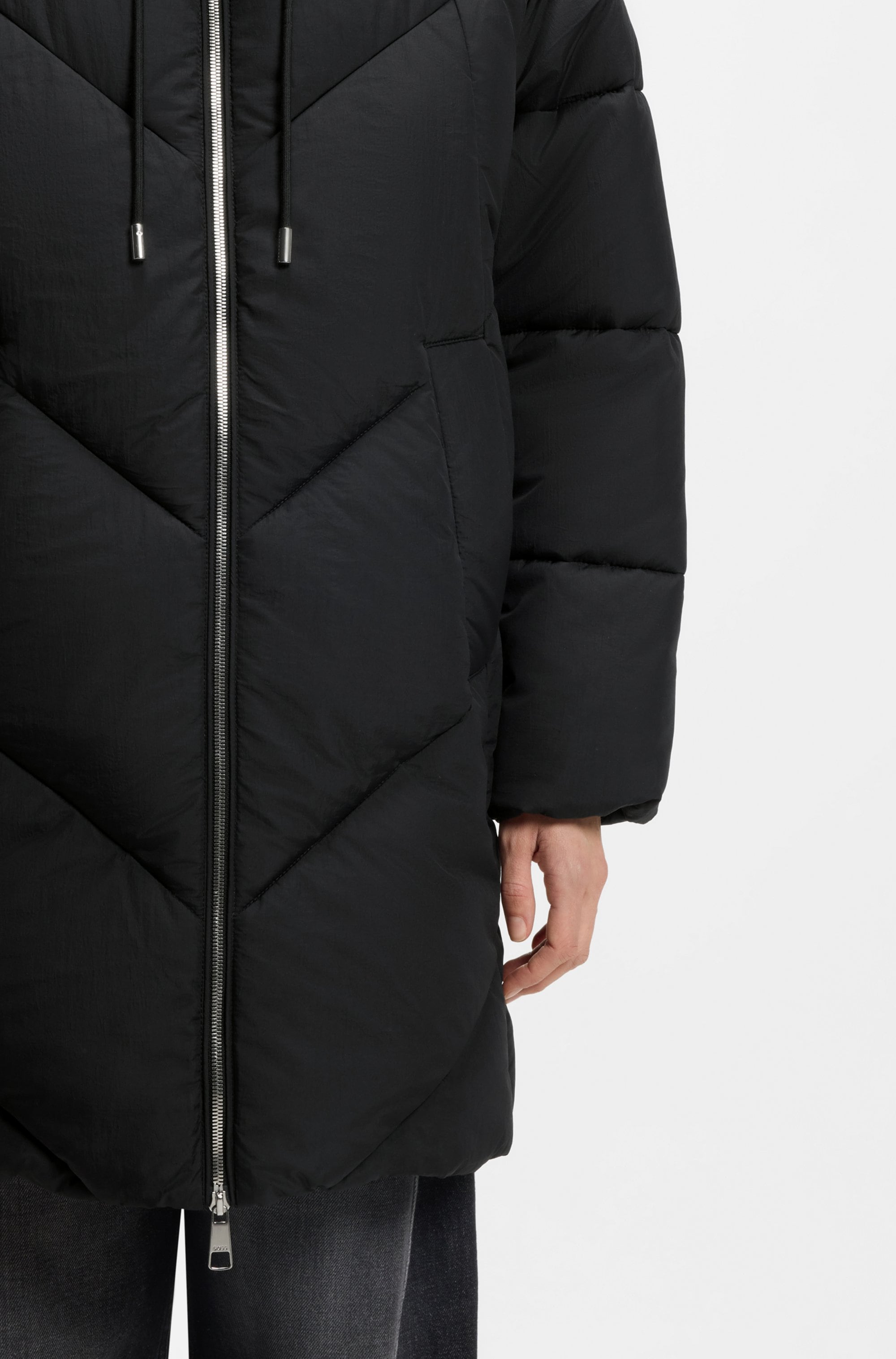 BOSS ORANGE Manteau matelassé »Piapolly Premium Damenmode« mit Kapuze, Chevron-Steppung