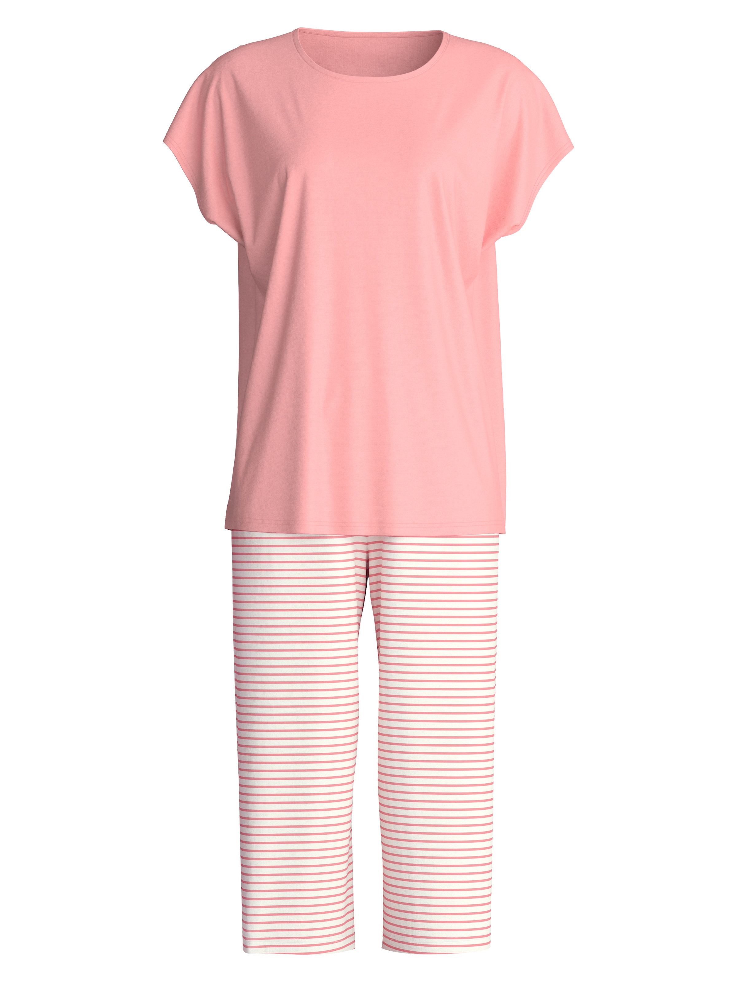 CALIDA Pyjama capri »Lovely Nights« 2 mit kurzem Arm und Rundhalsausschnitt, weiche Single-Jersey Qualität