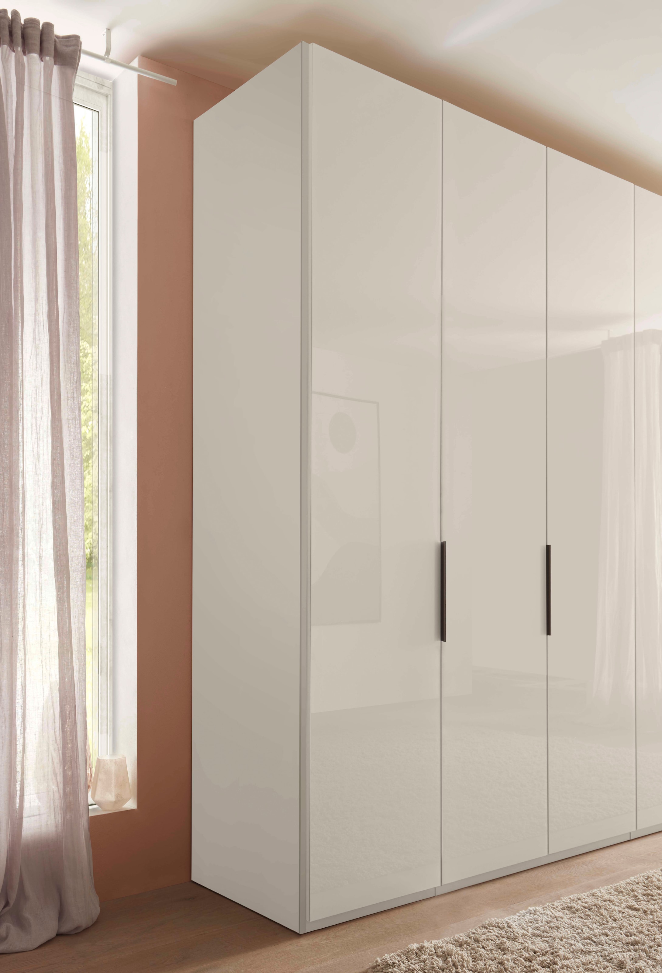 WIEMANN Armoire à portes pliantes »Ohio, Kleiderschrank, Schrank, Garderobe, mit Glasfront, 300 cm« inklusive Einlegeböden & Kleiderstangen, 2 Höhen, MADE IN GERMANY,  inklusive Türdämpfung, hochwertige Glasfront