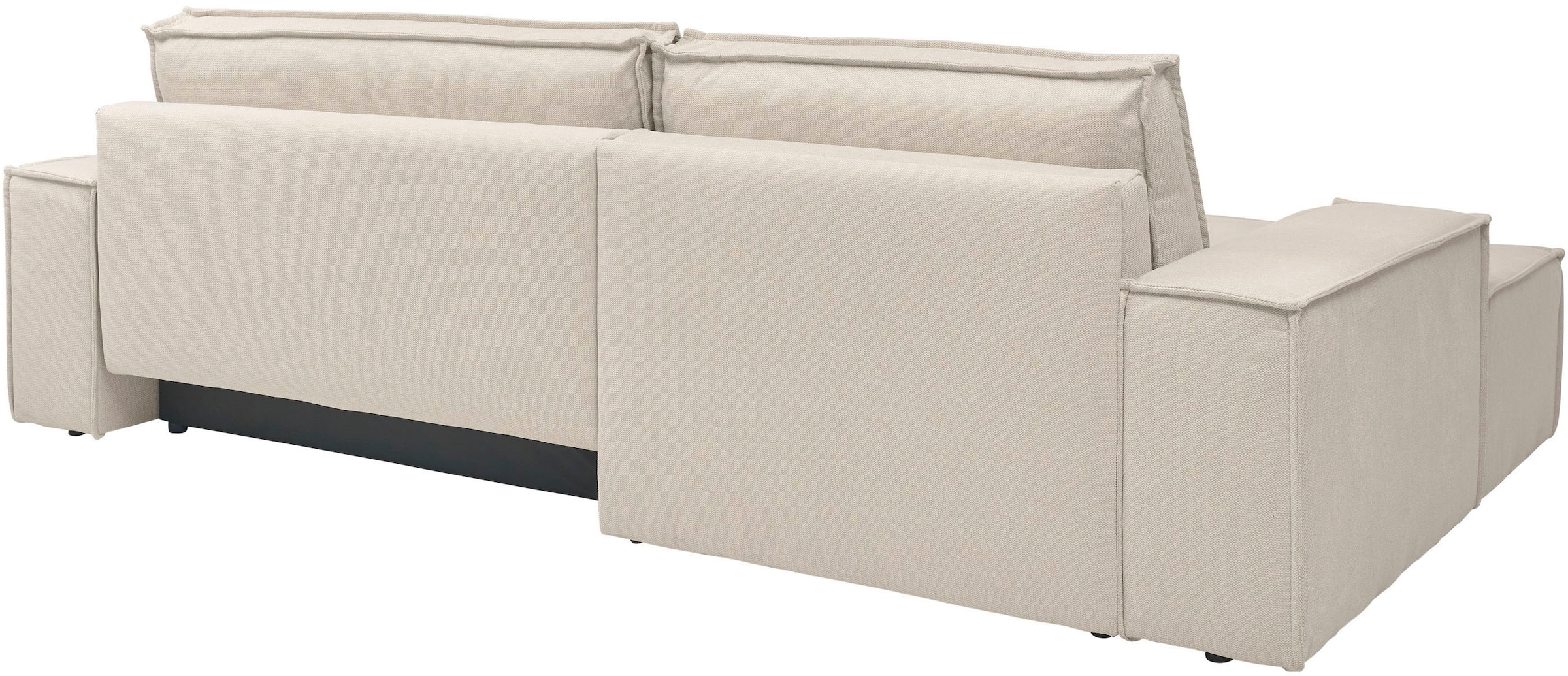 andas Ecksofa »FINNLEY Schlafsofa 267 cm, L-Form mit Schlaffunktion & Bettkasten« verfügbar in den Stoffqualitäten Bouclé, Struktur fein und Mega Cord