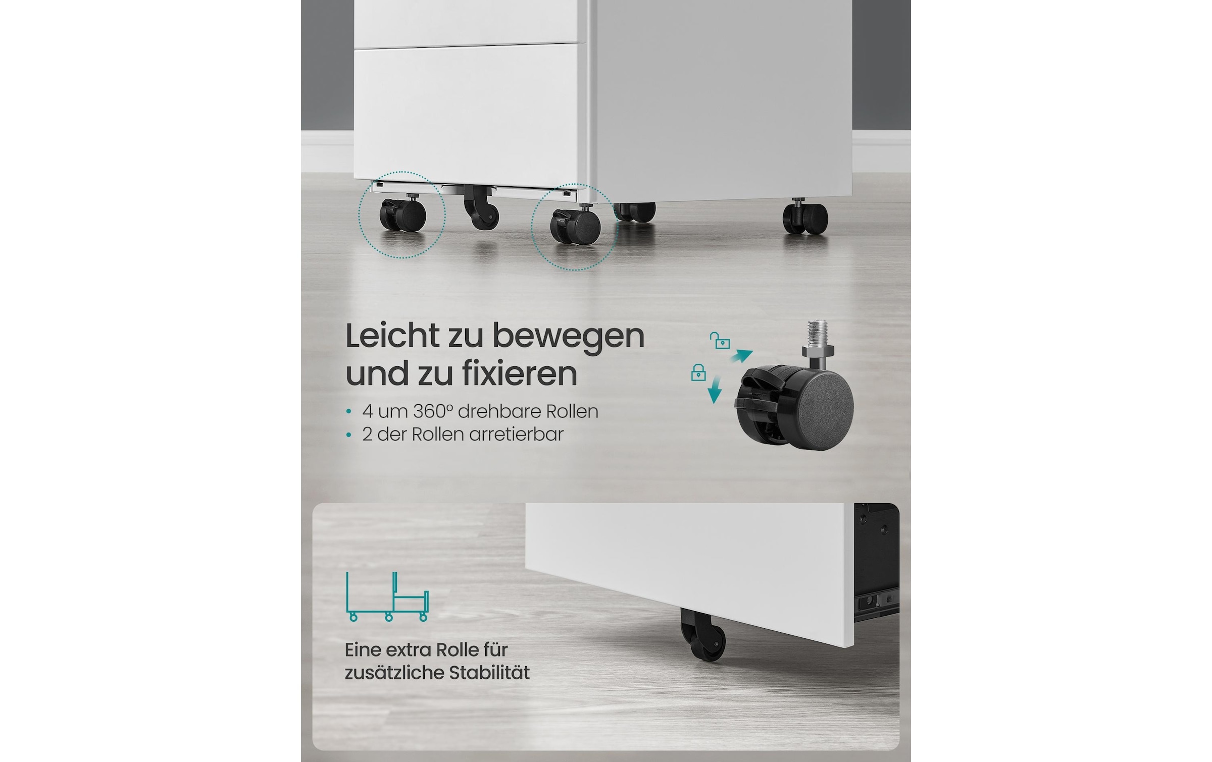 SONGMICS Rollcontainer »mit 4 Schubladen«