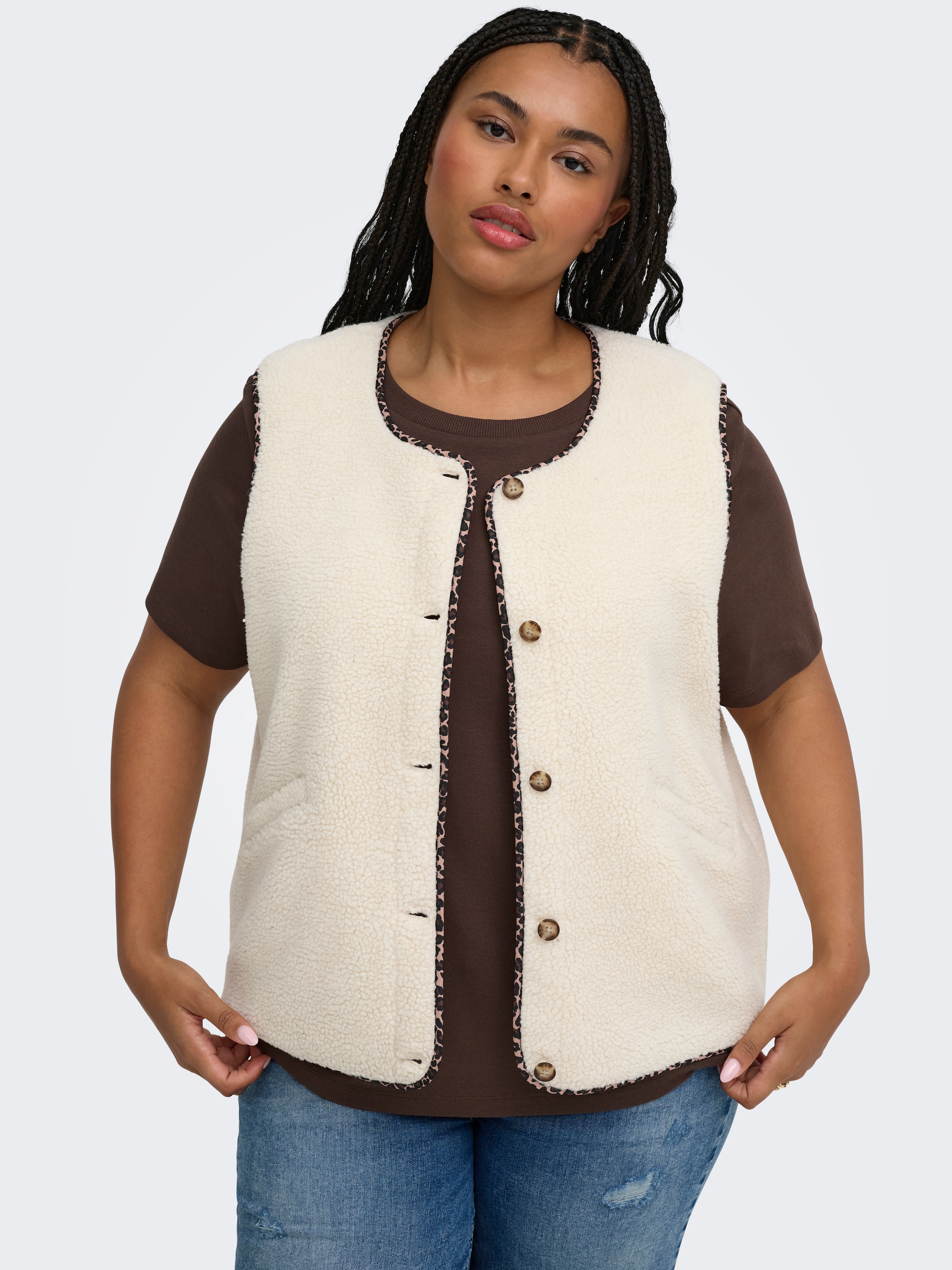 ONLY CARMAKOMA Plüschweste »CARBABY TEDDY VEST PNT« Kunstfaser