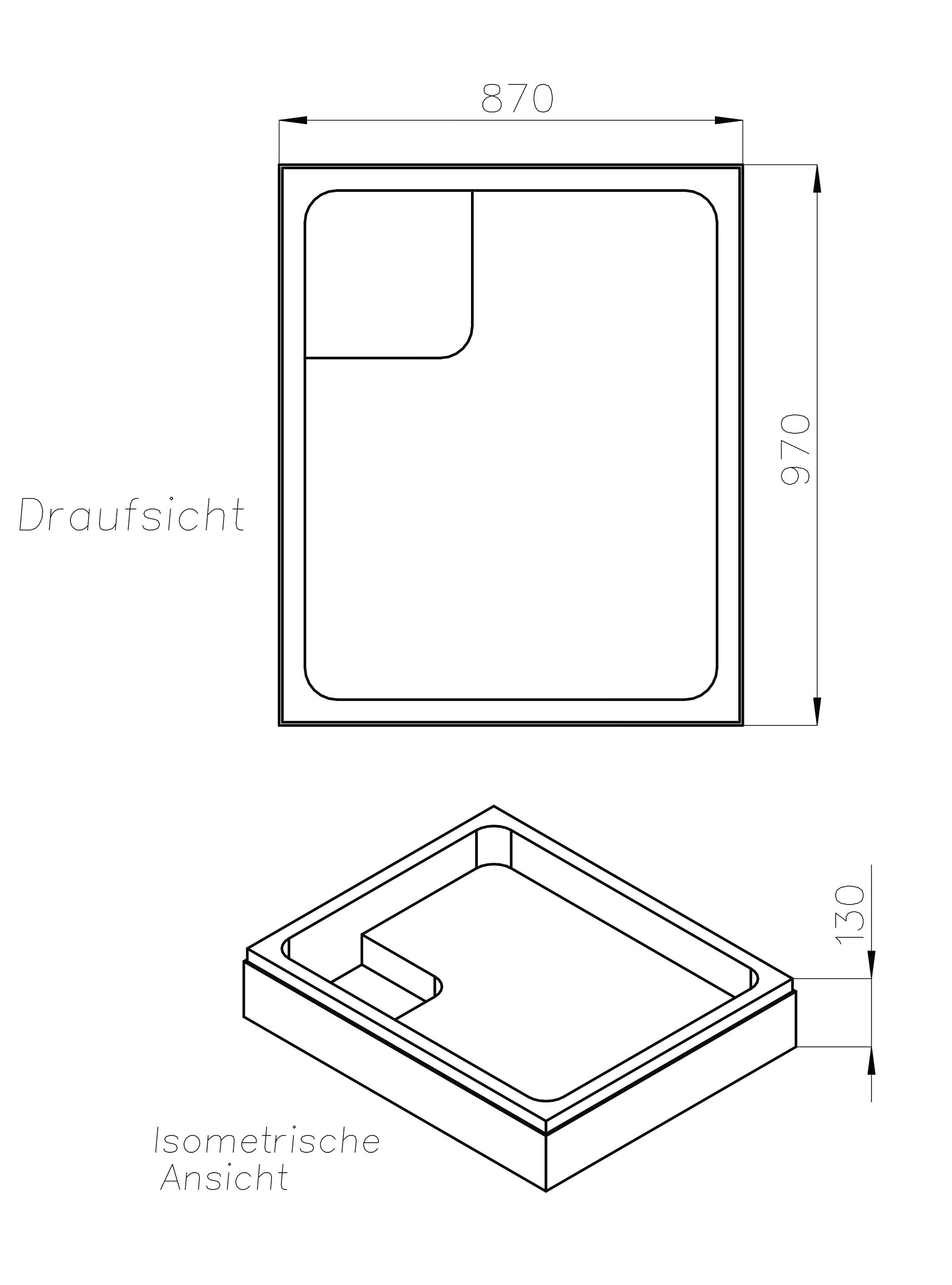 OTTOFOND Receveur de douche Ensemble,  100x90x3 cm, avec support de baignoire, garniture de vidange et bande d'étanchéité