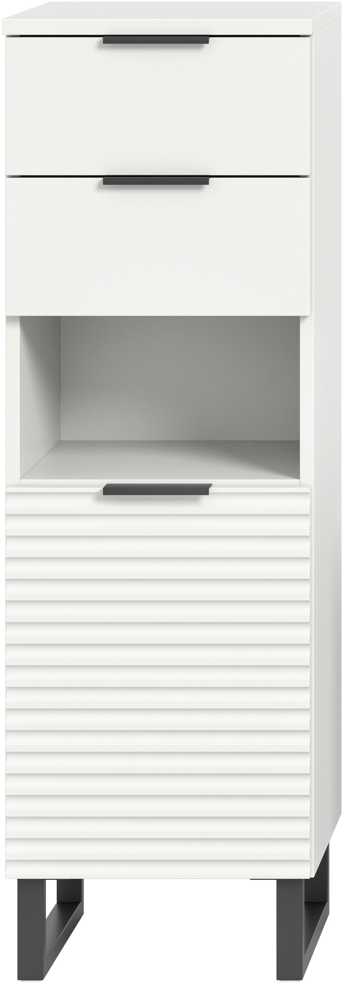 welltime Armoire basse »Litica, Höhe 110 cm, 2 Schubkästen, 1 Tür, 1 offenes Fach« Badschrank, Bad-Midischrank, Badezimmer, Bad-Möbel