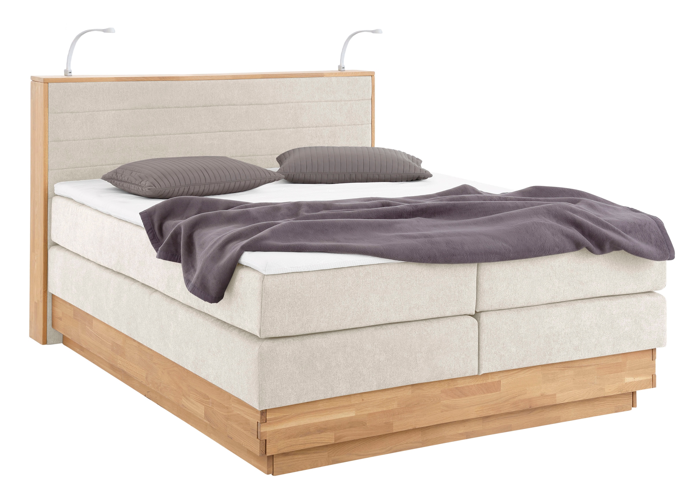 Home affaire Lit boxspring »CAVAN, mit Bettkasten, inkl. 7-Zonen-TTFK-Matratze H2-H4 und Topper« chêne, incl. coffre-lit & topper, différents degrés de fermeté (aussi H4)