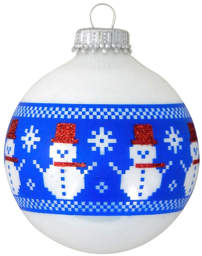 Krebs Glas Lauscha Boule de Noël »Glaskkugeln mit "genähtem" Schneemann Band« décoration de Noël, ornements de sapin, boules de Noël en verre