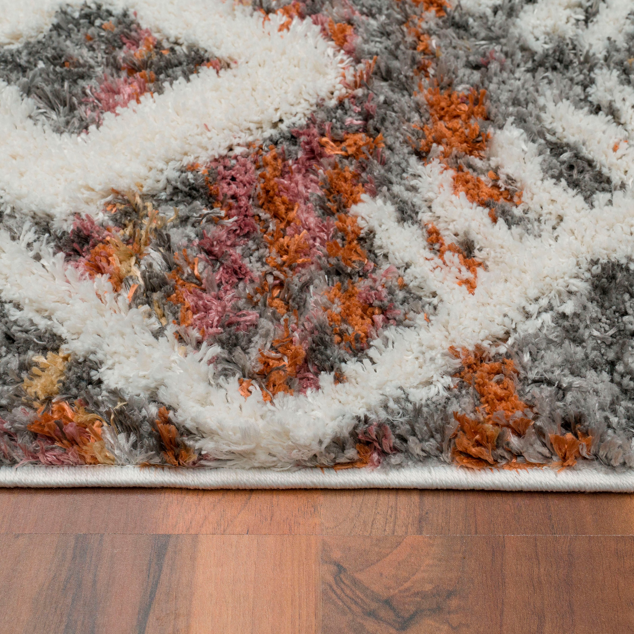 Paco Home Hochflor-Teppich »Monza 654« rechteckig 34 mm Höhe meliert, Rauten Muster, 3D-Effekt, mit Fransen