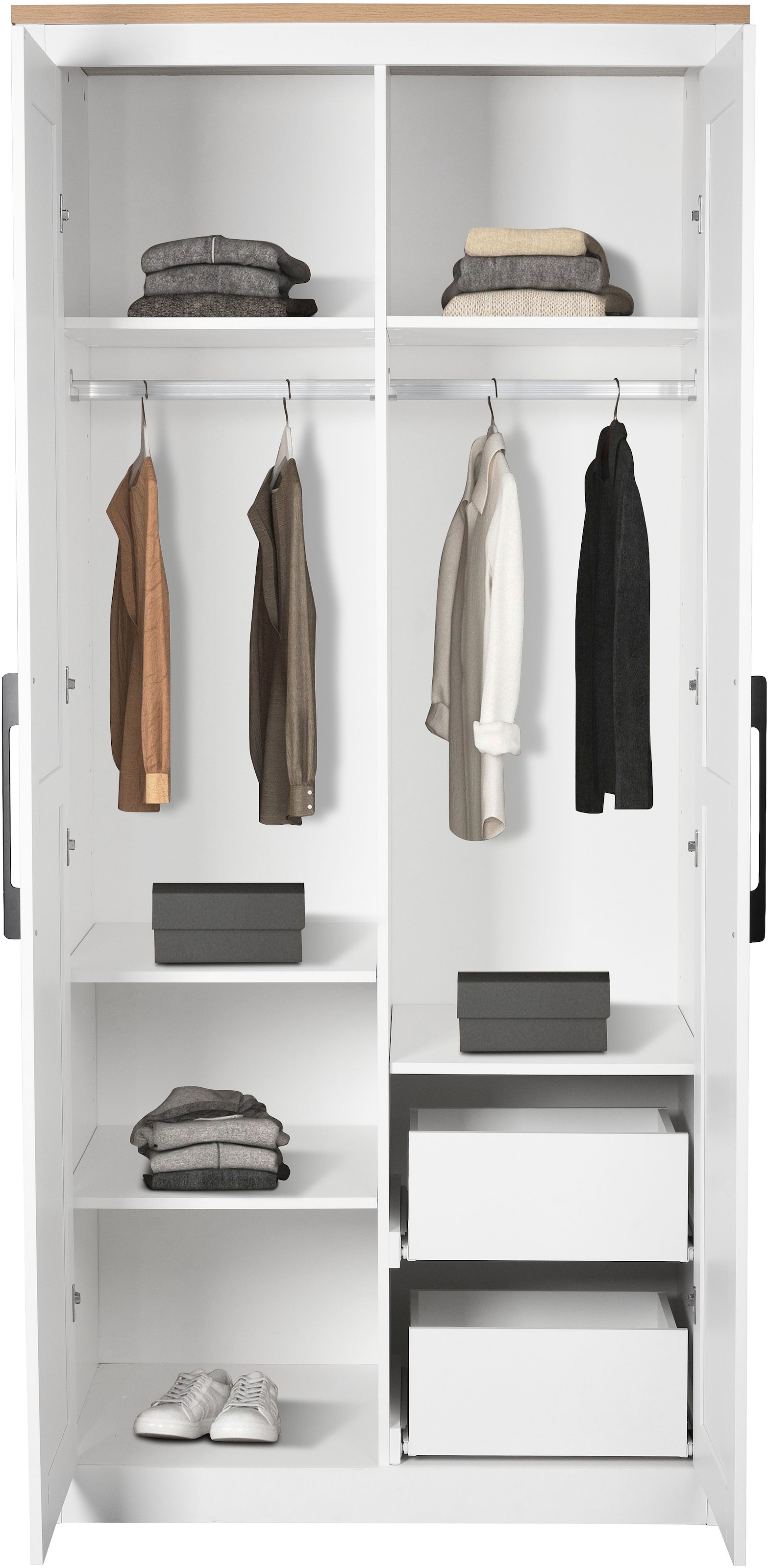 GOODproduct Armoires à vêtements »Büsum Schlafzimmer Schrank« stabile robuste Bauweise mit optimaler Aufteilung,  Schlafzimmerschrank Landhaus Design Garderobe Schrank Bestseller