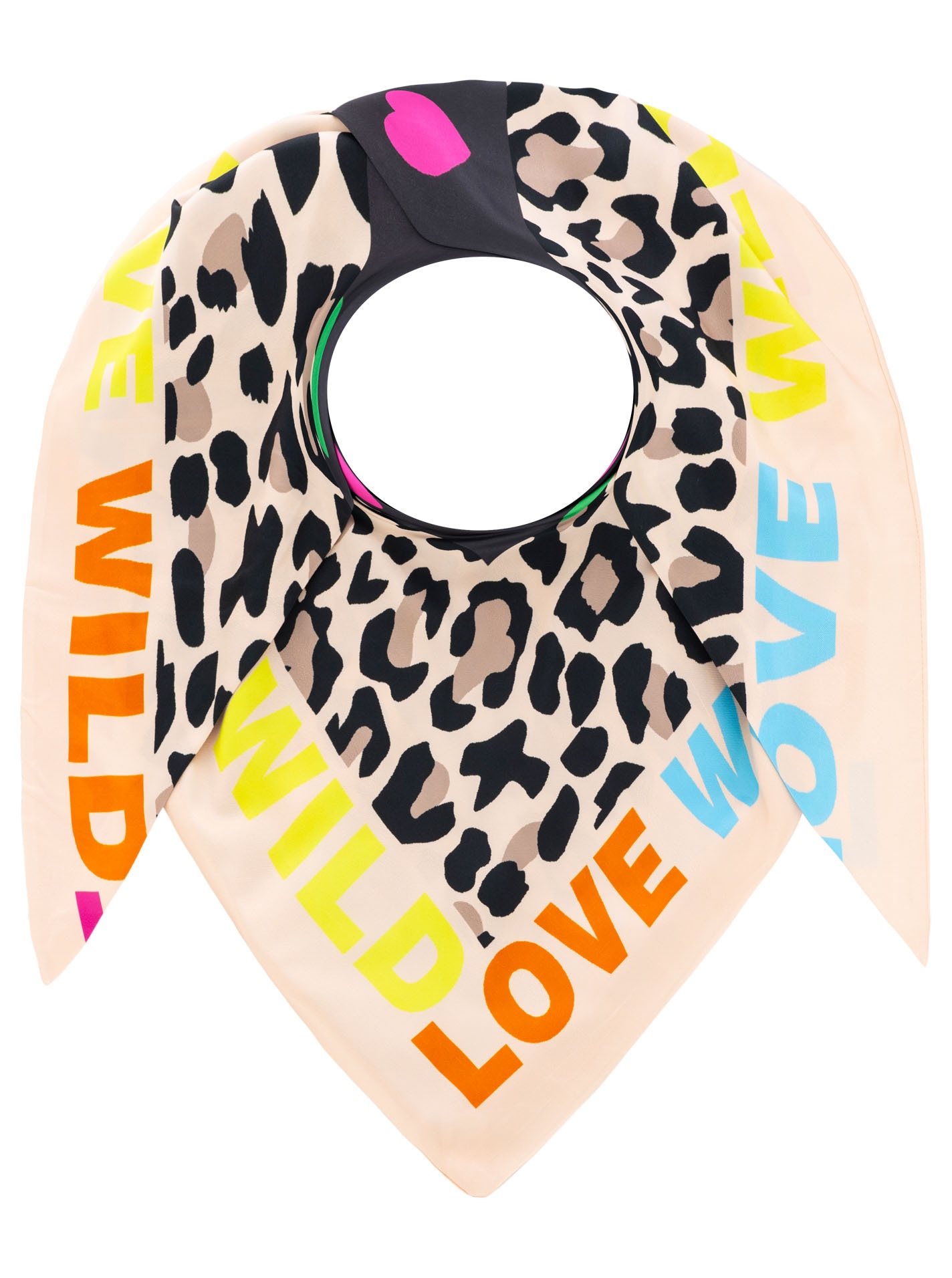 Zwillingsherz Dreieckstuch »"Wild Love"« farbenfroh, Leo-Design mit "LOVE" Schriftzug, glänzende Oberfläche