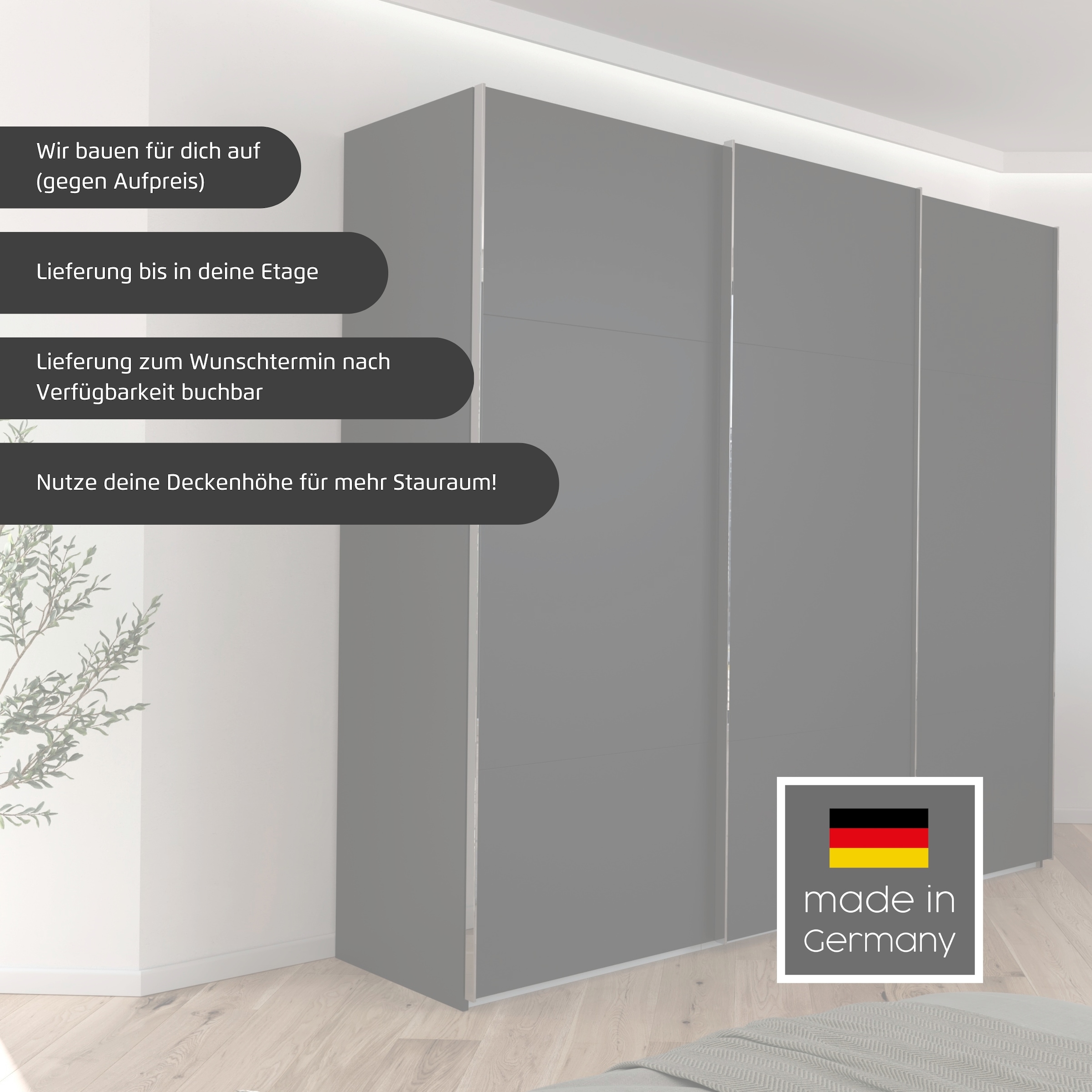 rauch Schwebetürenschrank »Kleiderschrank Schrank Garderobe Schlafzimmerschrank CONTIDO« 3 verschiedene Ausstattungen BASIC/CLASSIC/PREMIUM (inkl. SOFT-CLOSE),  aus hochwertigem Material in 6 Breiten 2 Griff-Farben MADE IN GERMANY