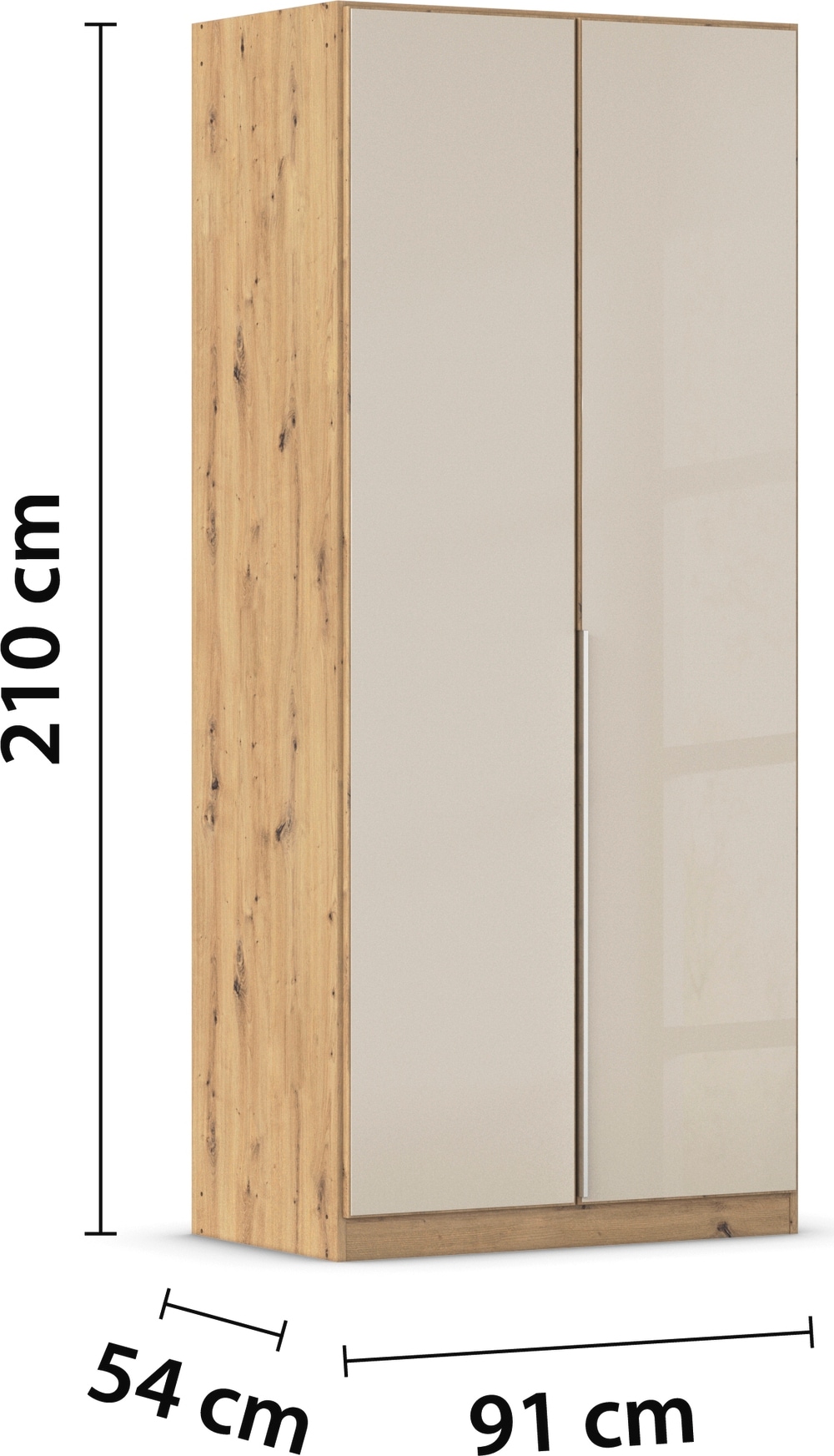 GOODproduct Drehtürenschrank »Kleiderschrank Kleiderschränke Schrank Garderobe AGORDO mit Glasfront« in zwei Griff-Farben, Breiten 91-405 cm,  durchdachte Innenausstattung, in 8 Breiten und 2 Höhen MADE IN GERMANY