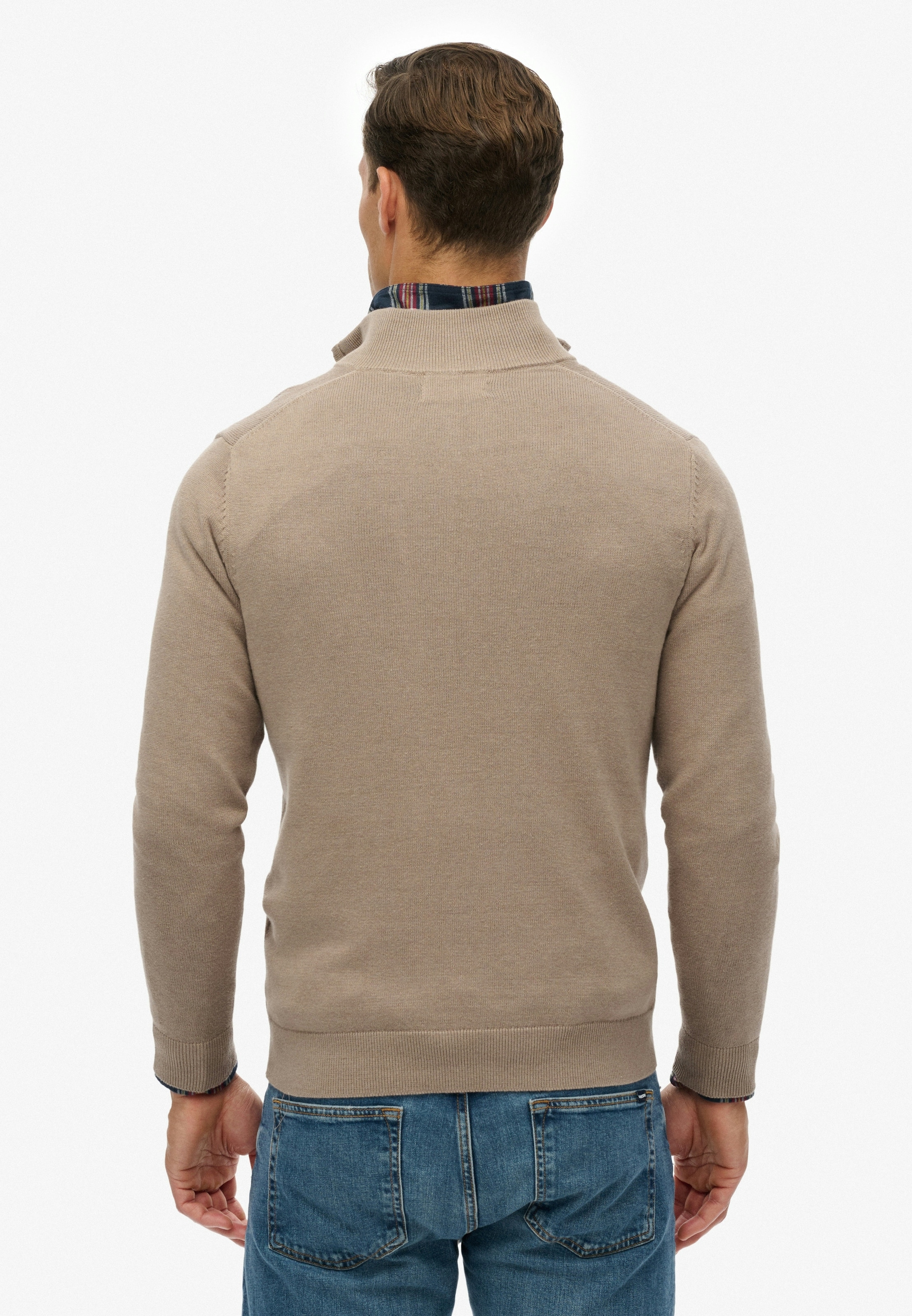 Superdry Troyer »ESSENTIALS COTTON HALF ZIP« aus Baumwolle, Slim Fit, hochschliessender Kragen mit Reissverschluss