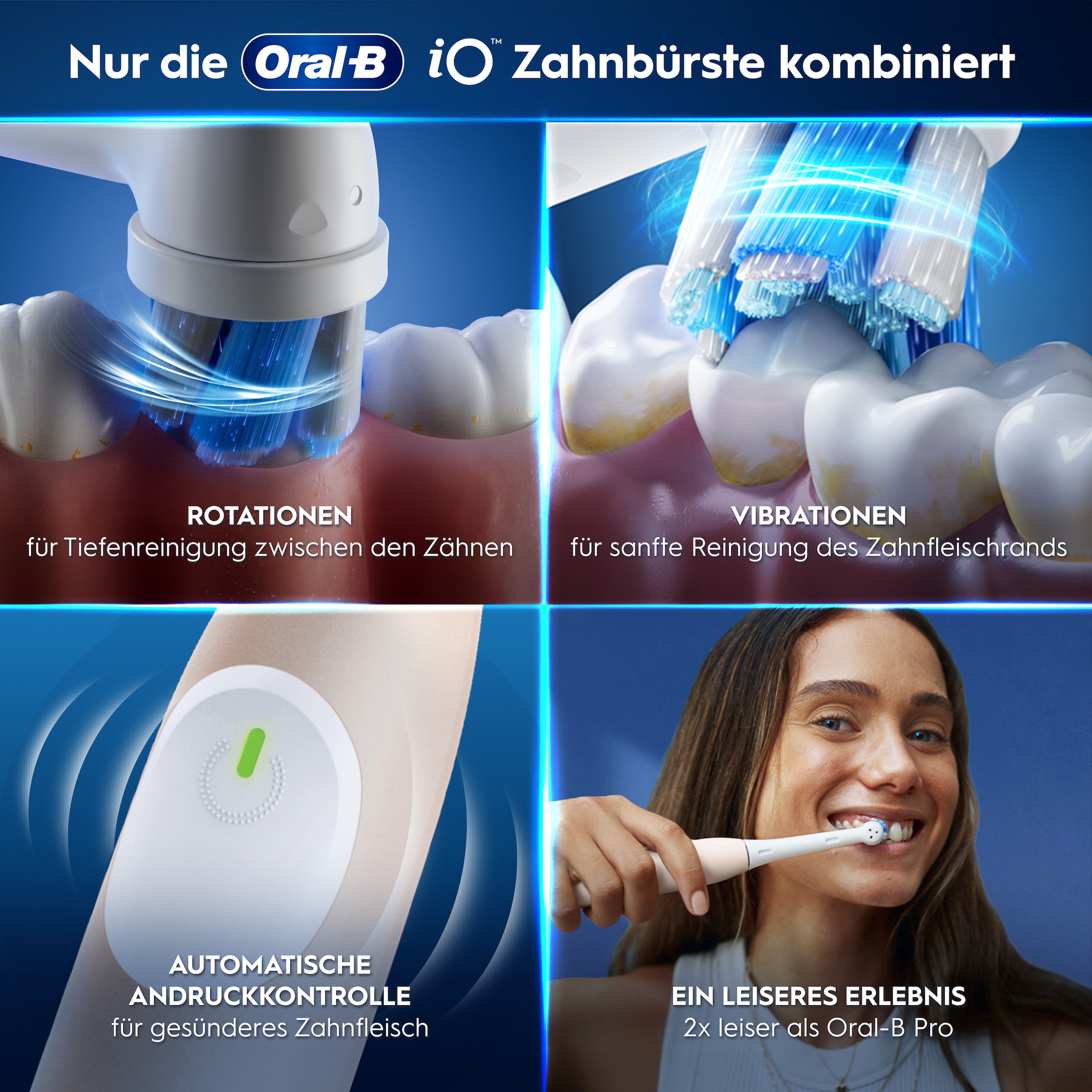 Oral-B Brosse à dents électrique »iO Series 2« 1 cuis Aufsteckbürsten pour un nettoyage en douceur, étui de voyage, support pour brosses amovibles