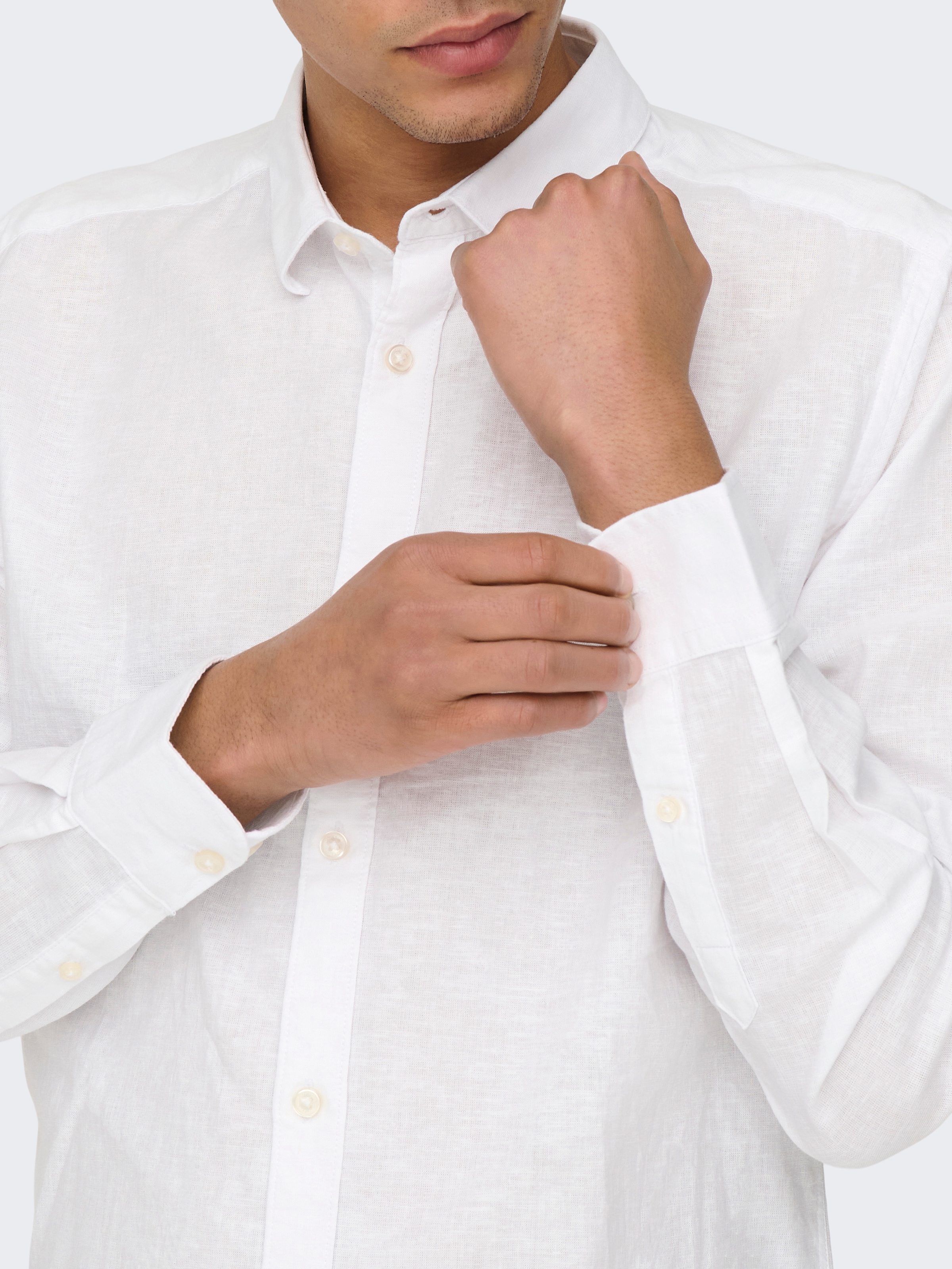 ONLY & SONS Langarmhemd »ONSCAIDEN LS SOLID LINEN SHIRT NOOS«