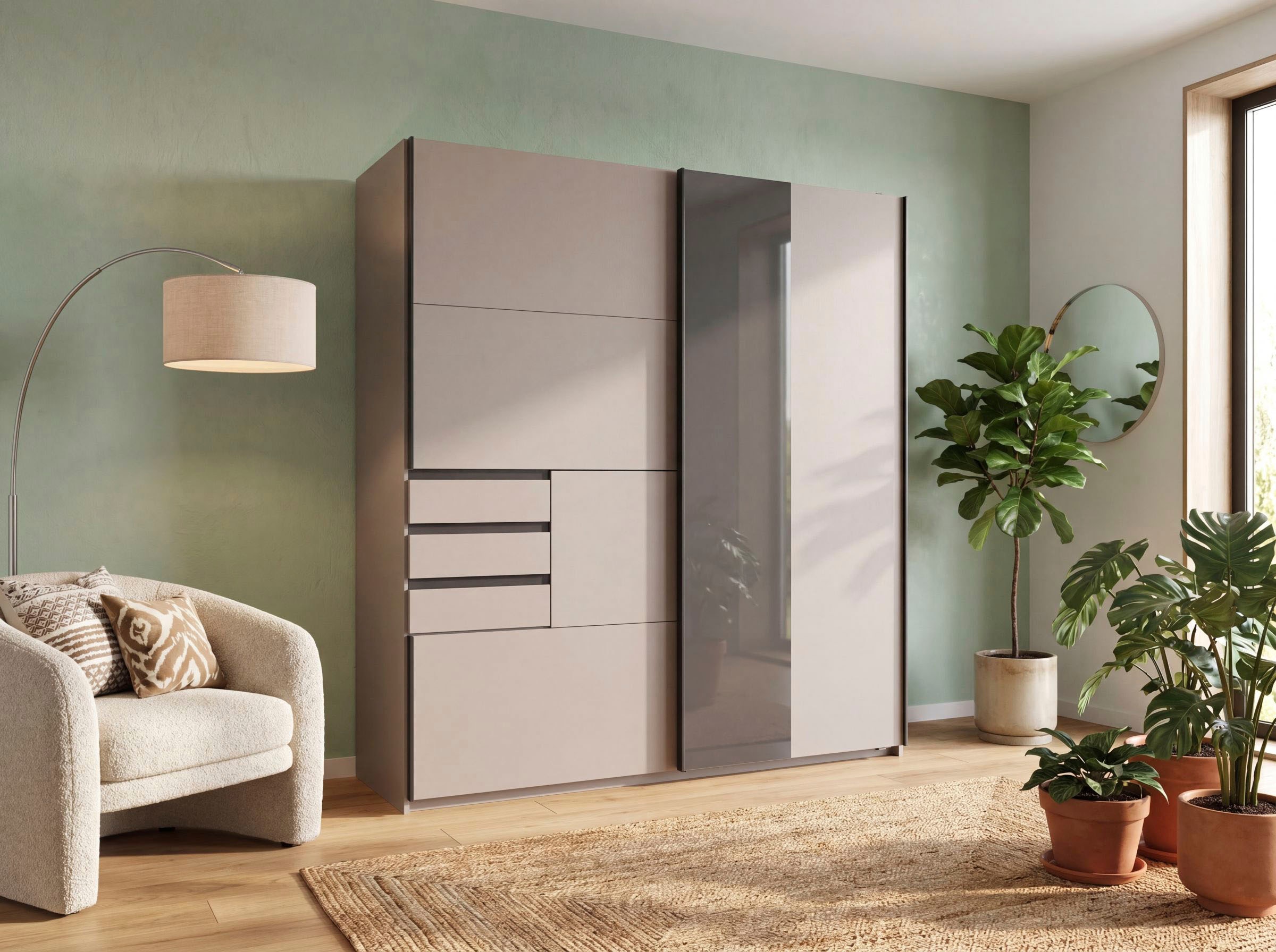 Wimex Schwebetürenschrank »COCHEM in der Breite 180cm, mit Glasabsetzung, inkl. 3 Schubladen«