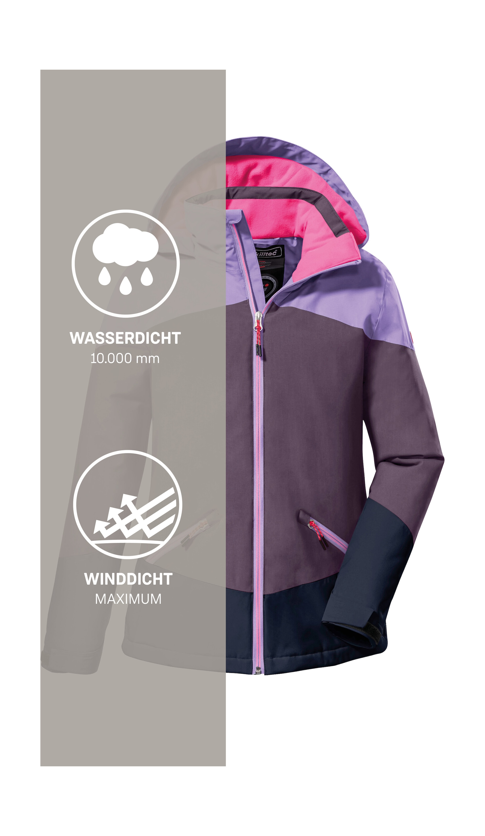 Killtec Outdoorjacke »KOW 195 GRLS JCKT« Wasserdichte Winterjacke mit Colourblock, verstellbaren Details
