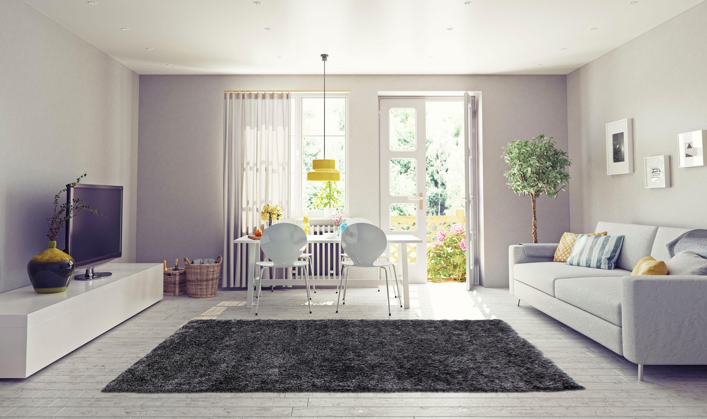 Bruno Banani Hochflor-Teppich »Alga« rechteckig 40 mm Höhe Uni, Shaggy, Langflor, besonders weich und kuschelig, Wohnzimmer