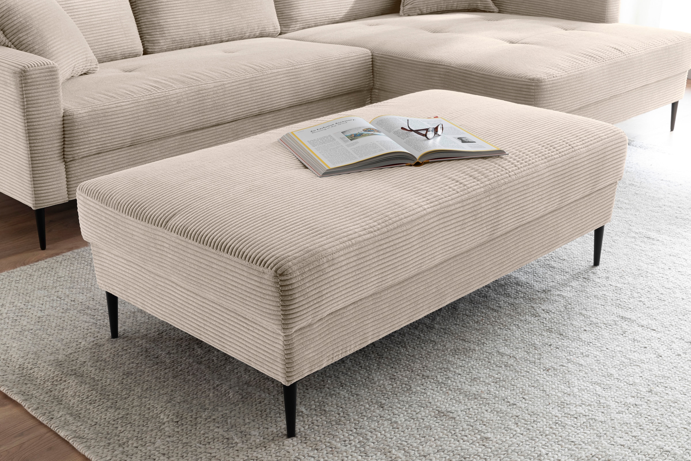 Trends by HG Pouf »SUMMER« in Cord-Stoff mit Metallfuss