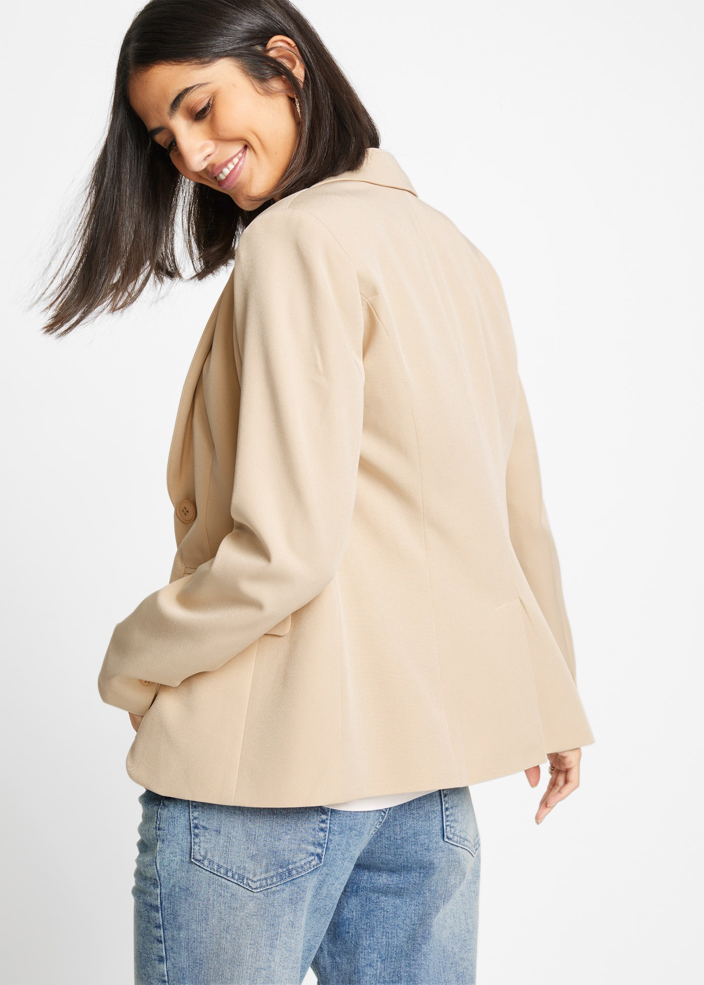 bonprix Jackenblazer eleganter Look, schmale Passform, aus Polyester und Elasthan