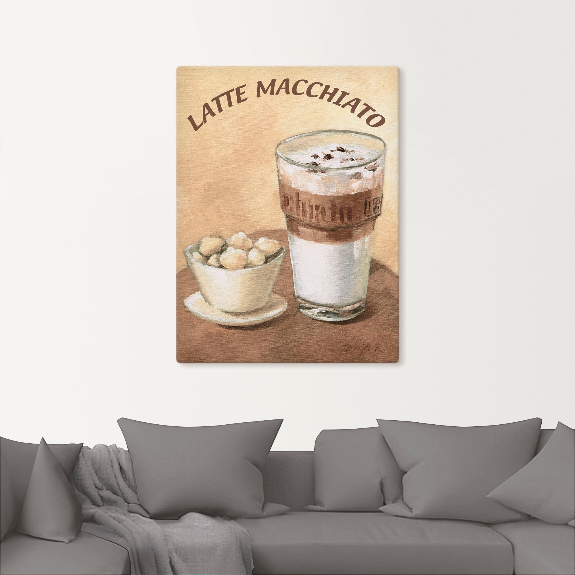 Artland Tableau sur toile »Latte Macchiato« 1 cuis tlg. auf Holzrahmen gespannt
