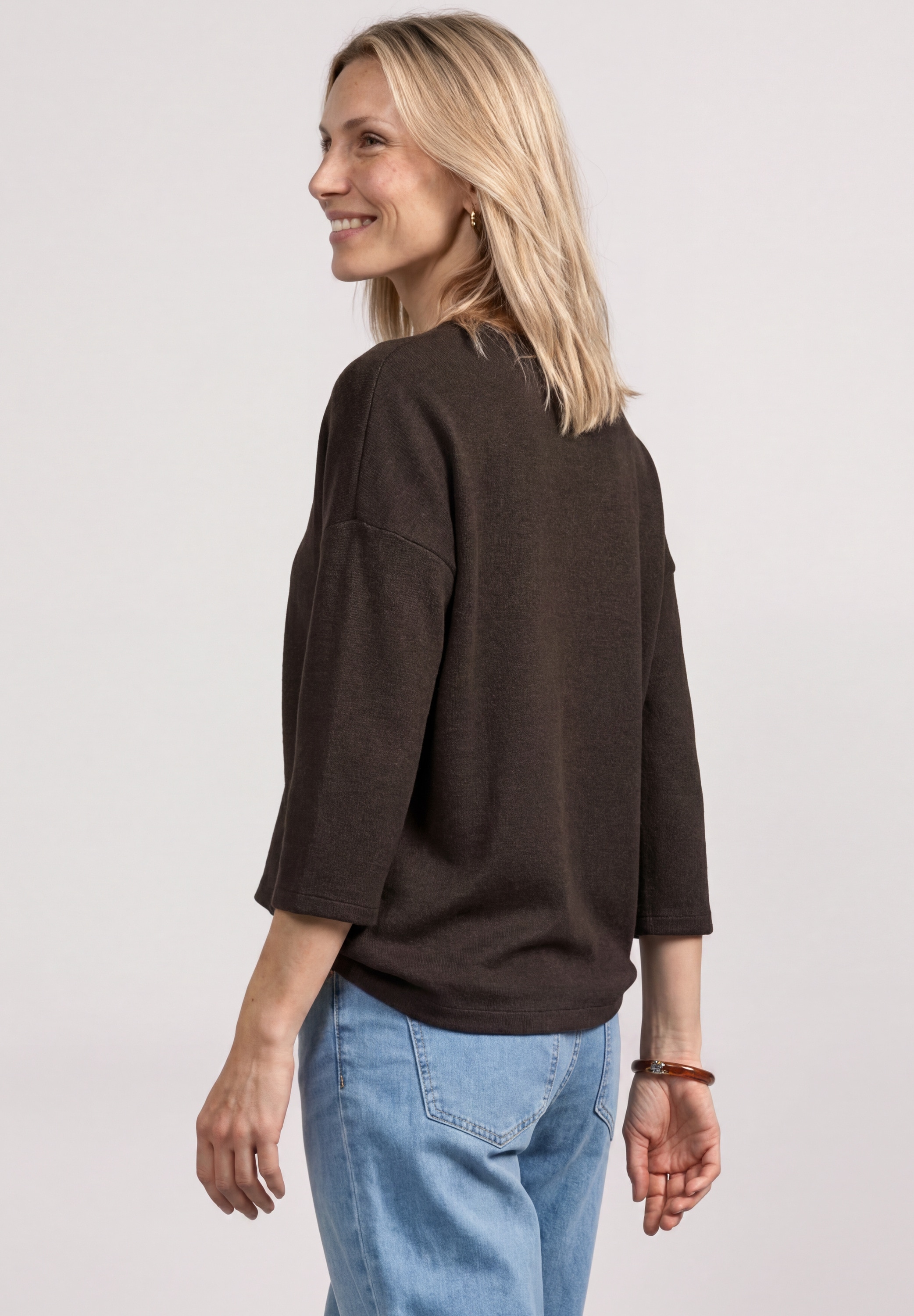 STREET ONE Pull à manches 3/4 T-shirt à manches 3/4 aspect tricot