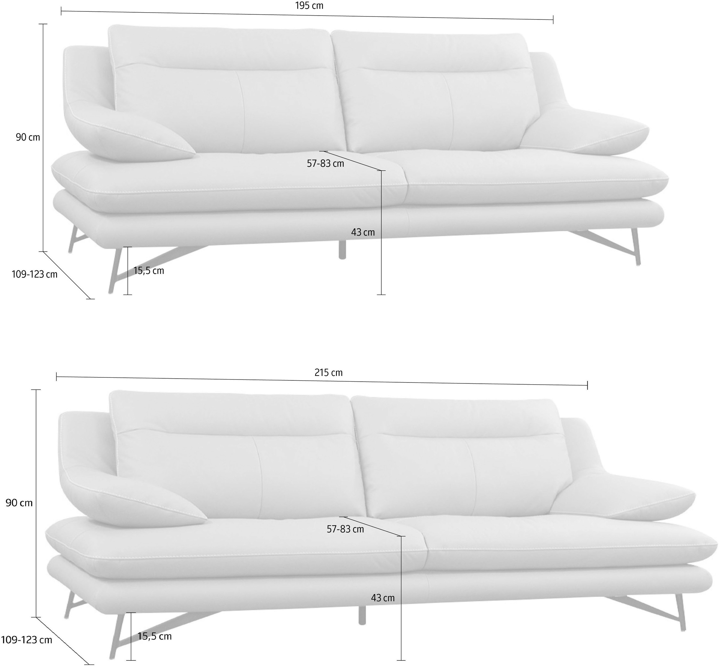 CALIA ITALIA Ensemble rembourré »Cezanne, italienisches Design trifft erstklassigen Sitzkomfort, Leder«