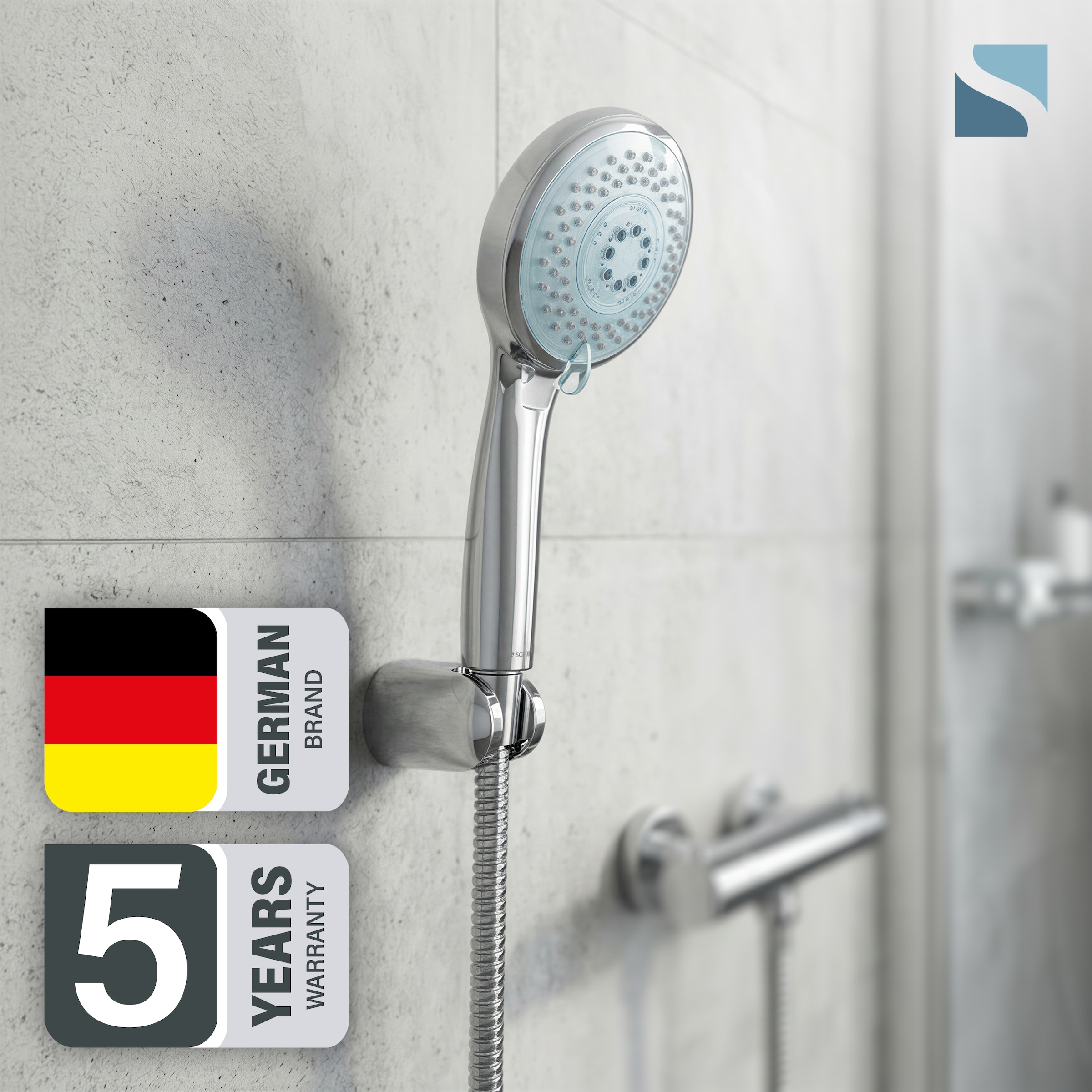 Schütte Handbrause LED Wellness Duschkopf, 3 Strahlarten, Duschbrause mit 7 Farbvarianten
