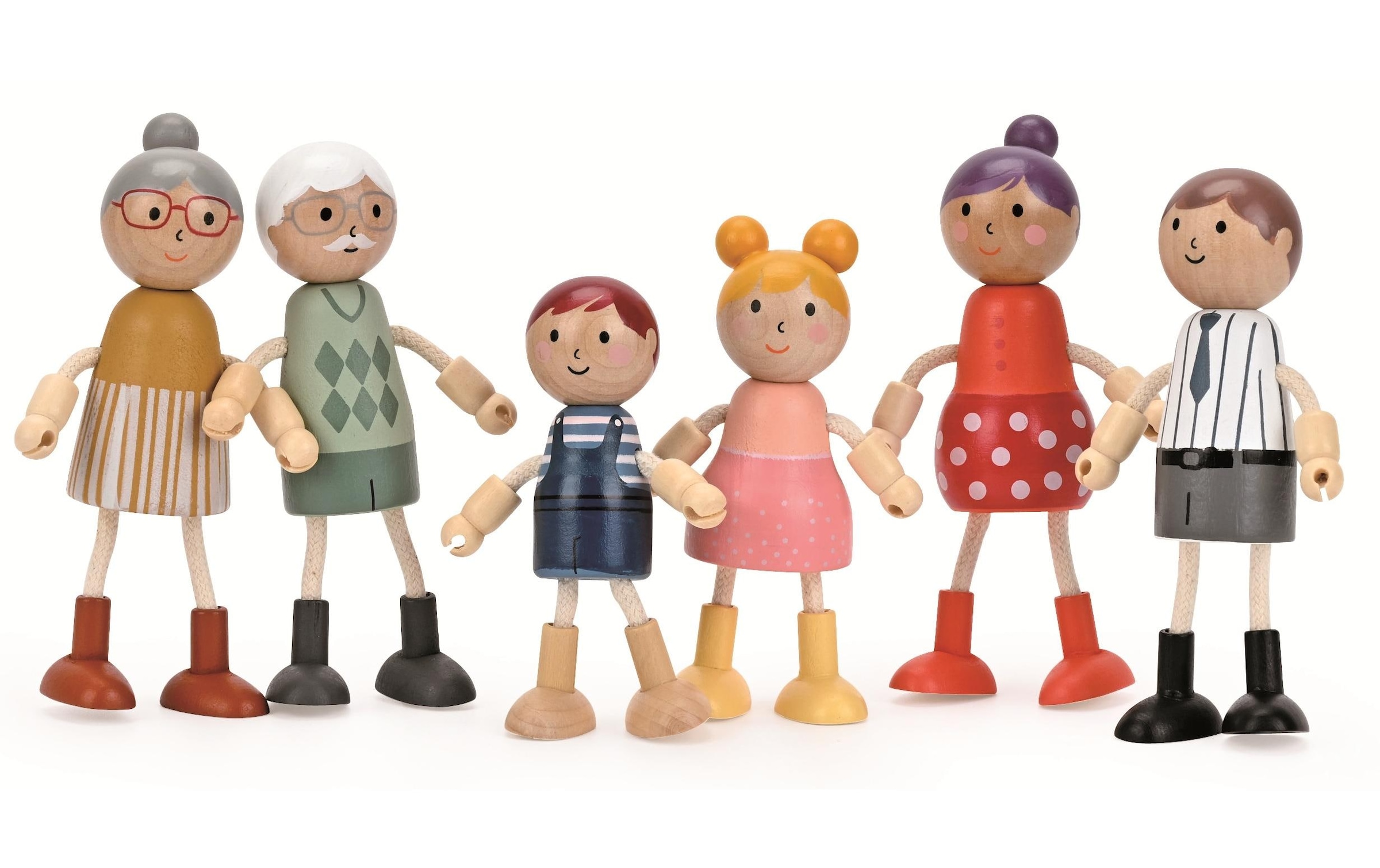 Spielba Spielfigur »Biegepüppchen Familie aus Holz mit Kleidern«