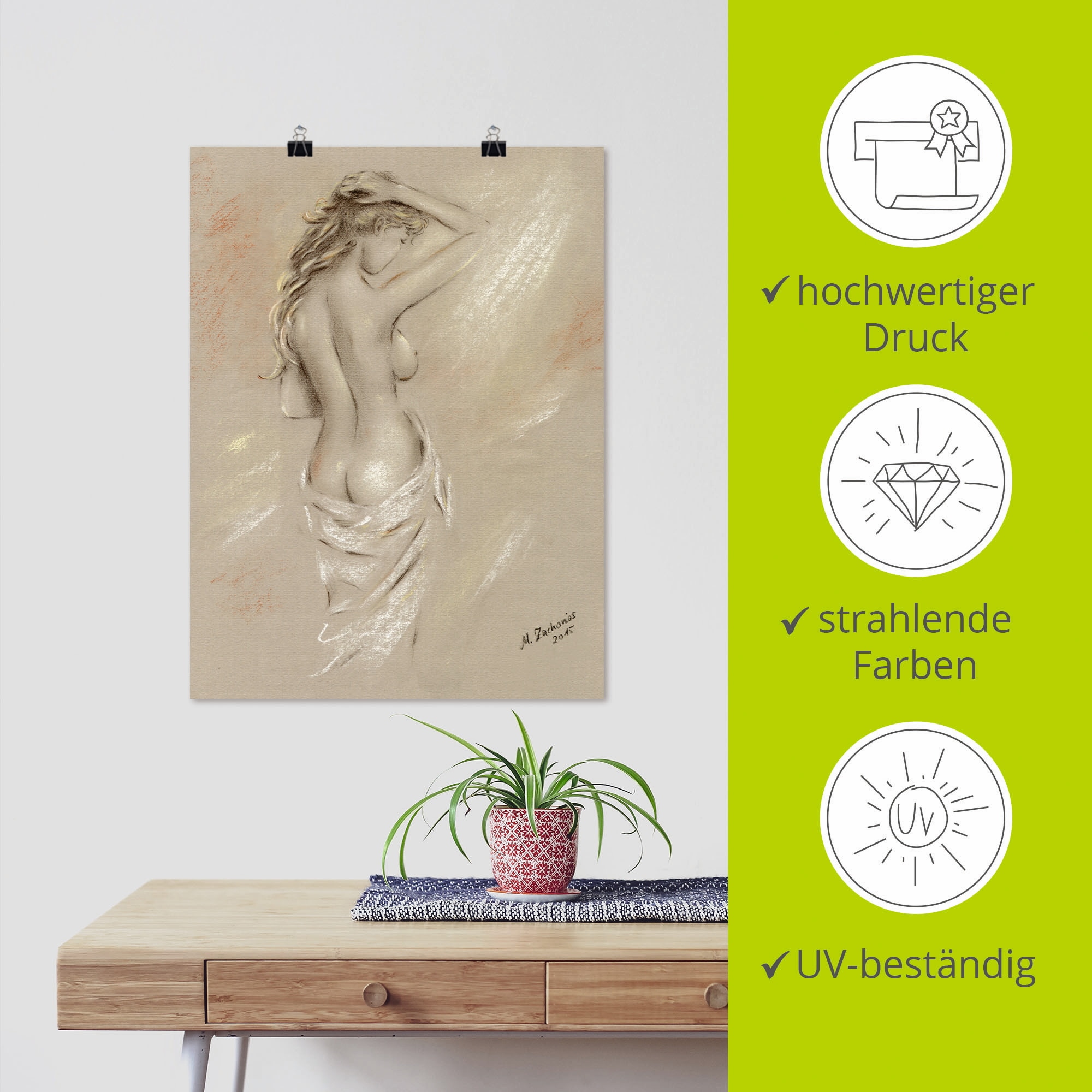 Artland Wandbild »Reizvolle Rundungen - weiblicher Akt« Frau 1 Stk. tlg. als Leinwandbild, Poster, Wandaufkleber in verschied. Grössen