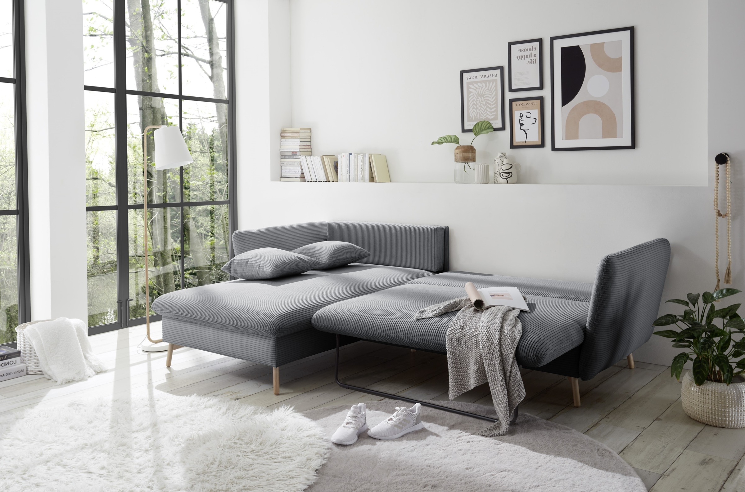 GOODproduct Canapé d'angle »MERLE, 258 cm, L-Form, traumhafter Cord,« mit Bettfunktion und Bettkasten, Liegefläche 224 x 139