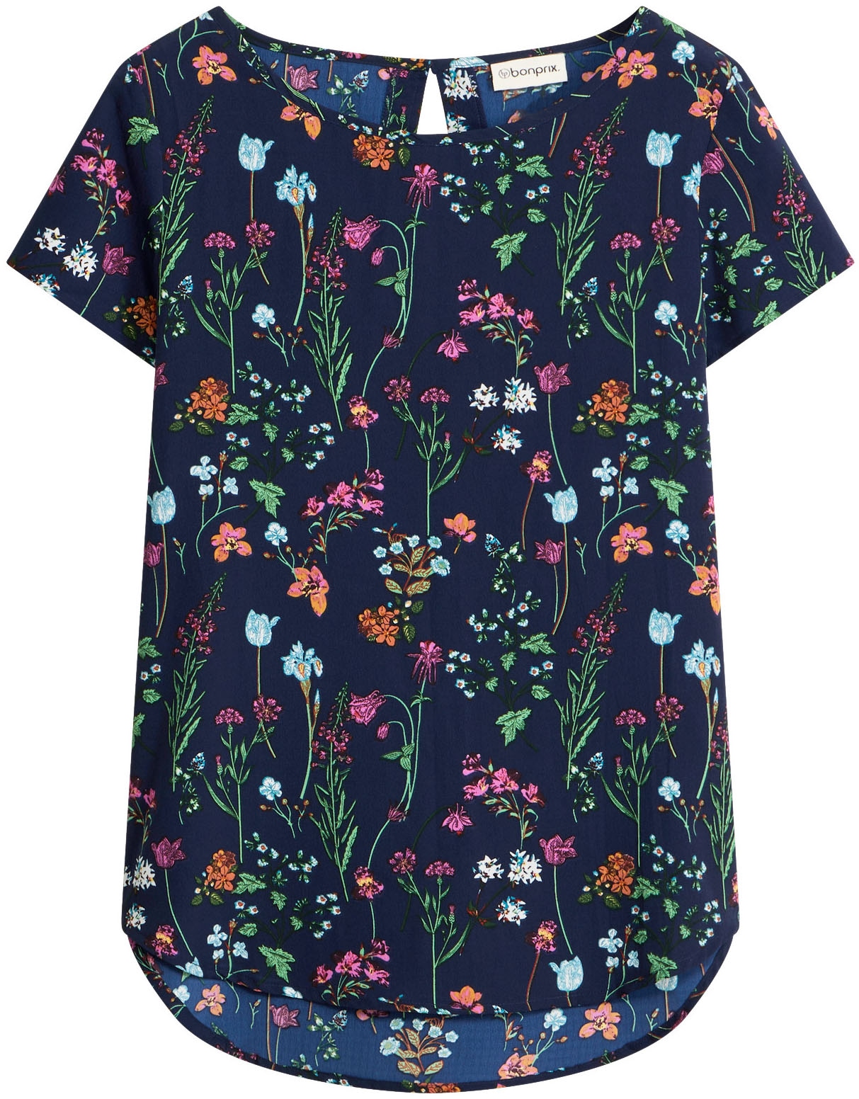 bonprix Shirtbluse figurumspielende Passform, abgerundeter, hinten etwas längerer Saum